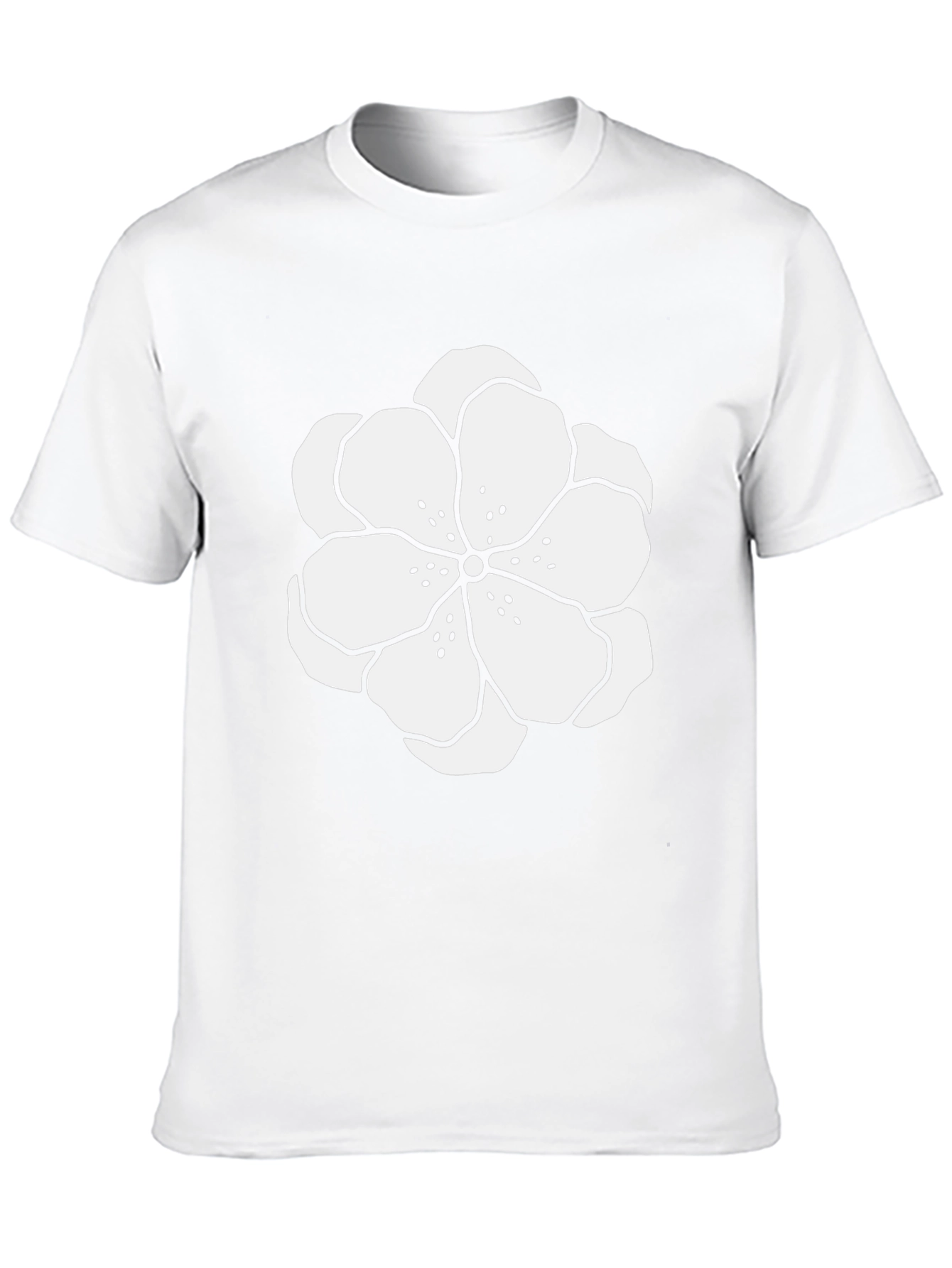 Black T-Shirt with White Floral Design