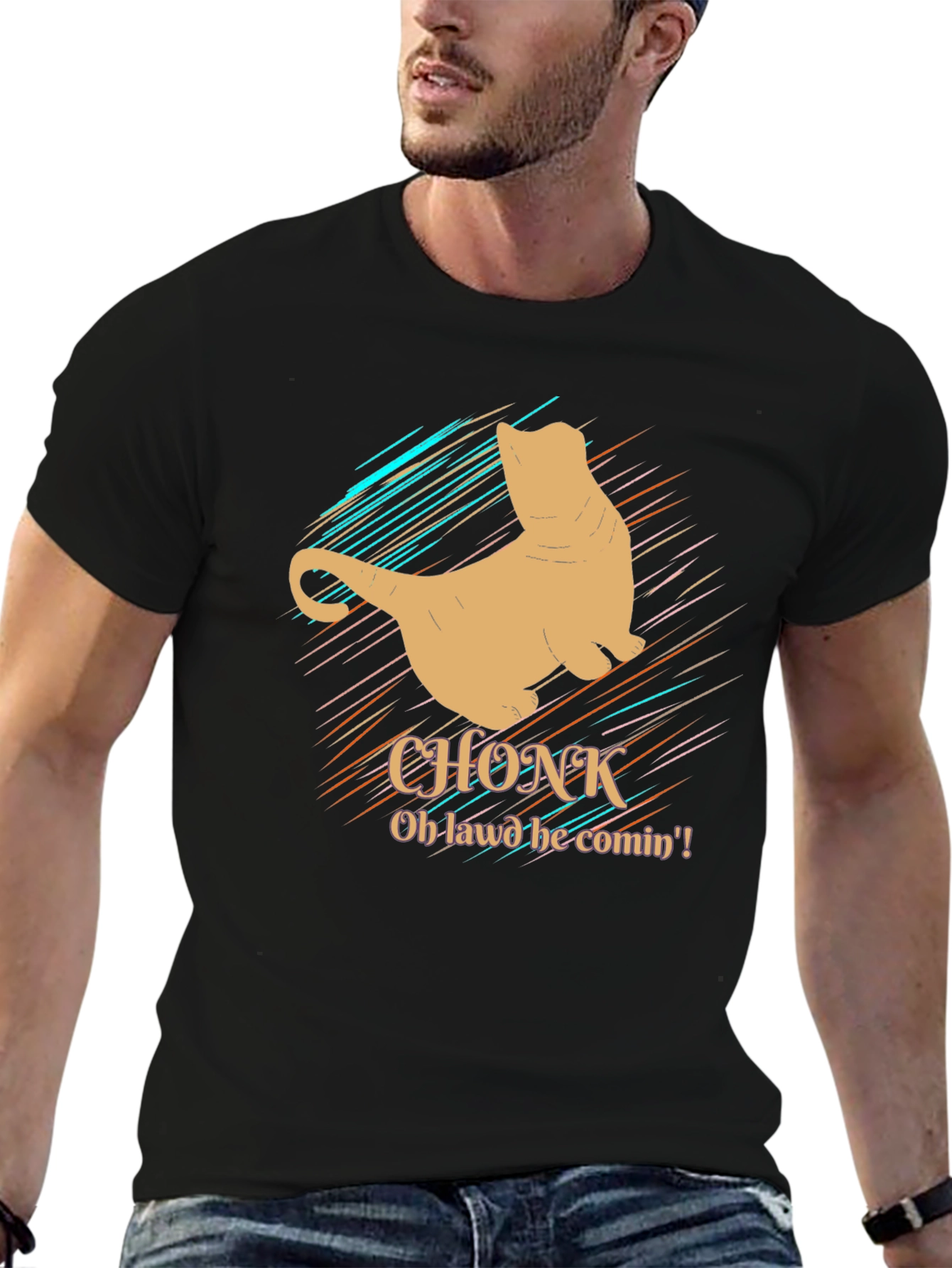 Chonk Cat T-Shirt - Oh Lawd He Comin! Funny Graphic Tee