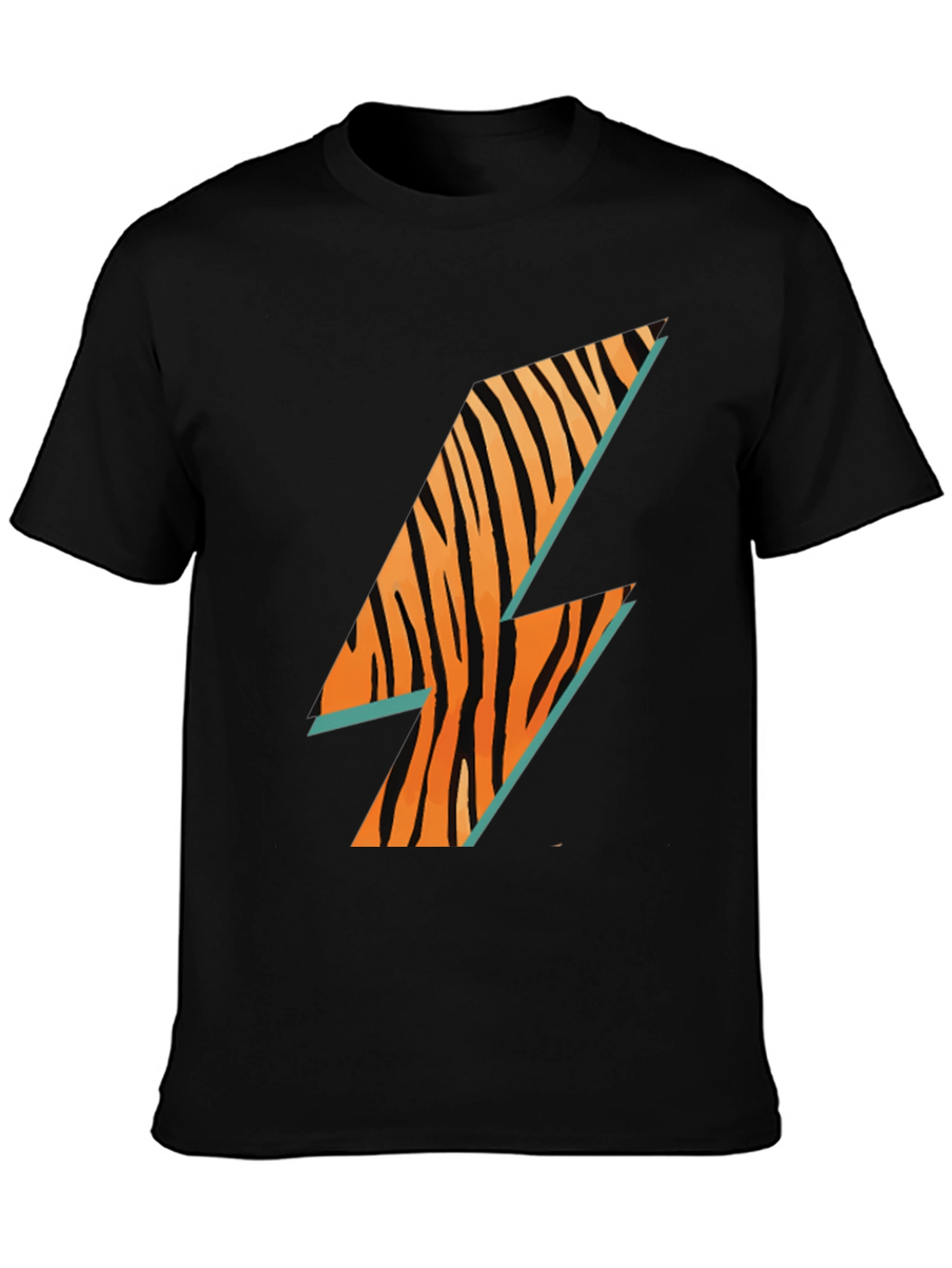 Cool Tiger Lightning Bolt Black T-Shirt
