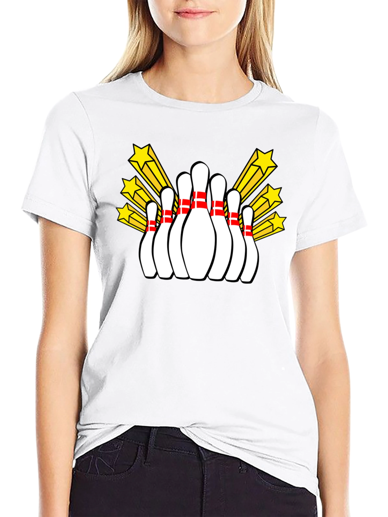 Bowling Pin Starburst Graphic Tee - Black