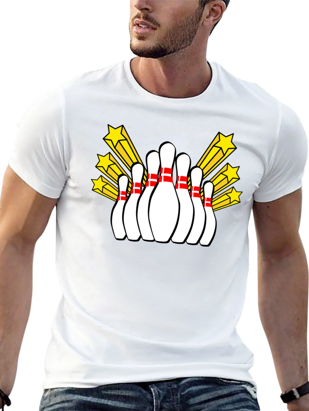 Bowling Pin Starburst Graphic Tee - Black