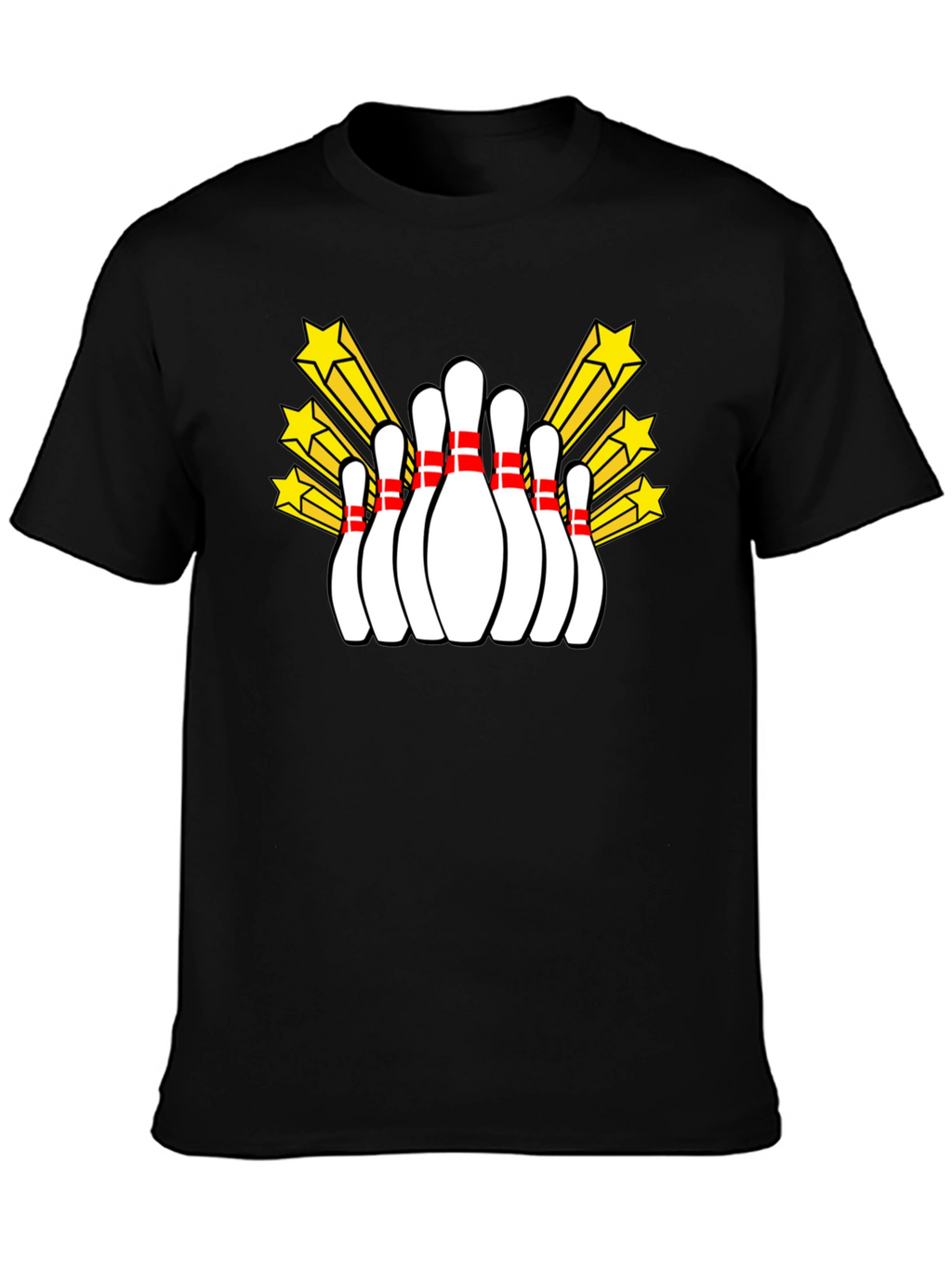 Bowling Pin Starburst Graphic Tee - Black