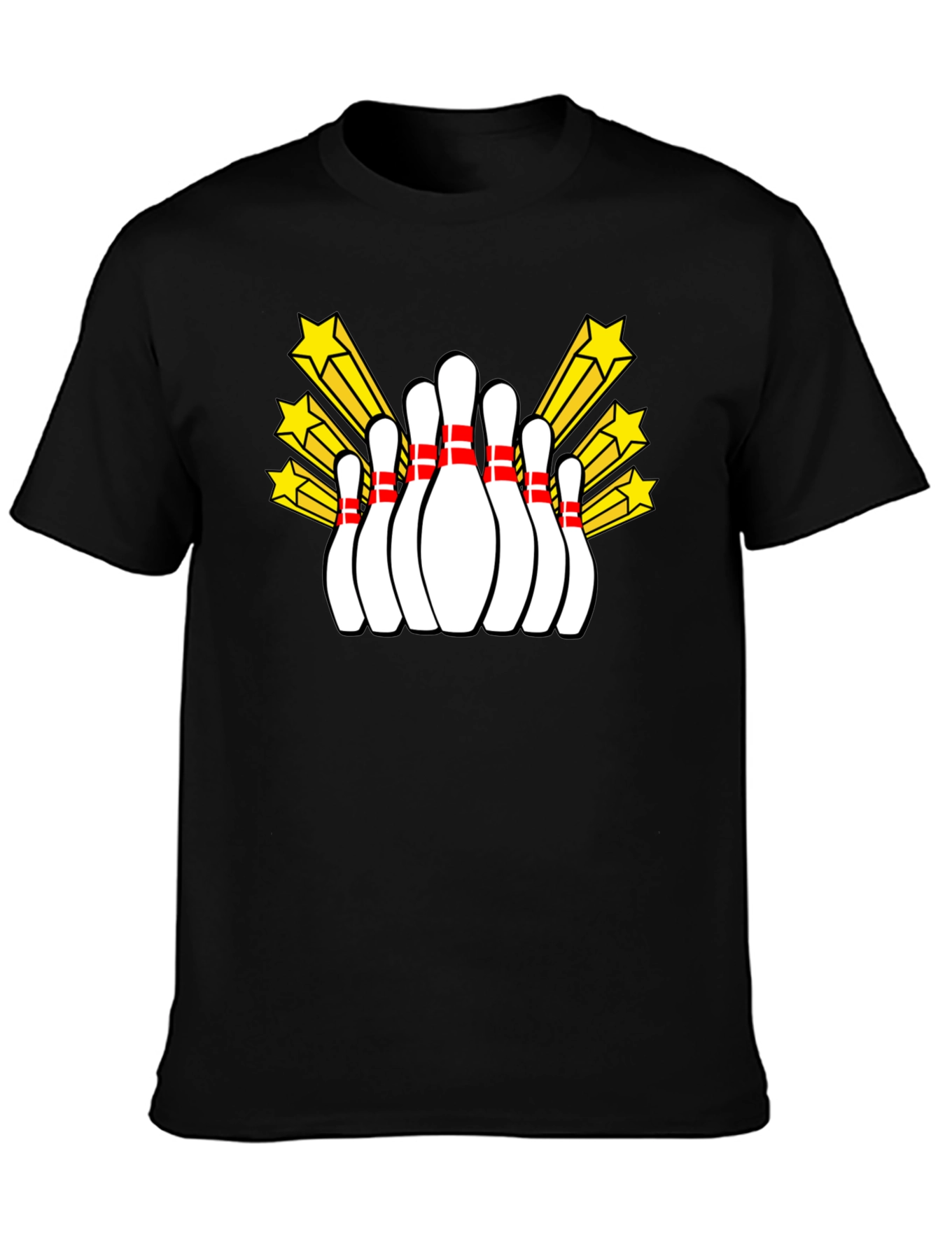 Bowling Pin Starburst Graphic Tee - Black
