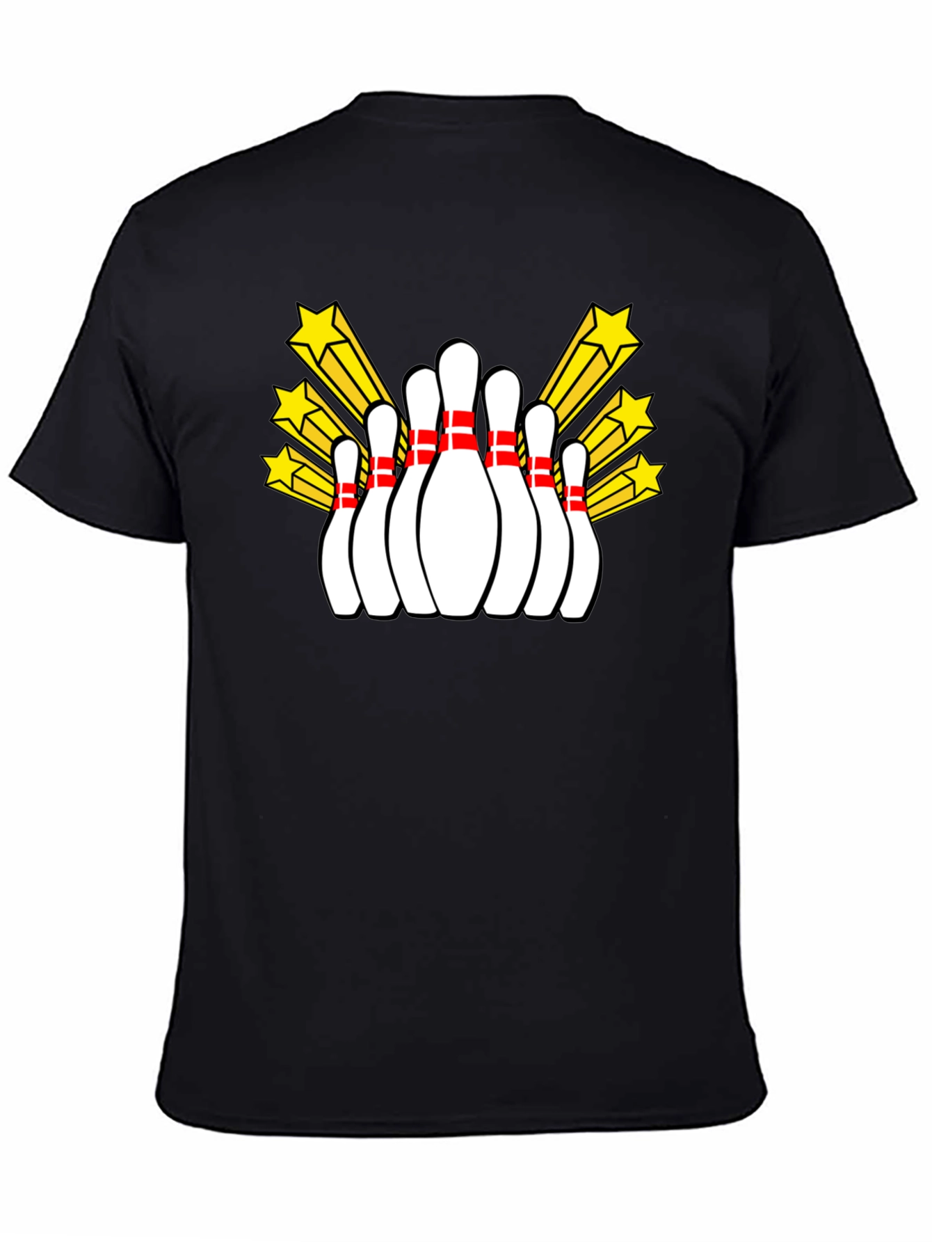 Bowling Pin Starburst Graphic Tee - Black