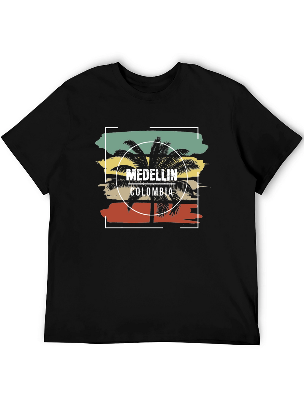 Medellin Colombia Graphic Tee - Retro Palm Tree Design