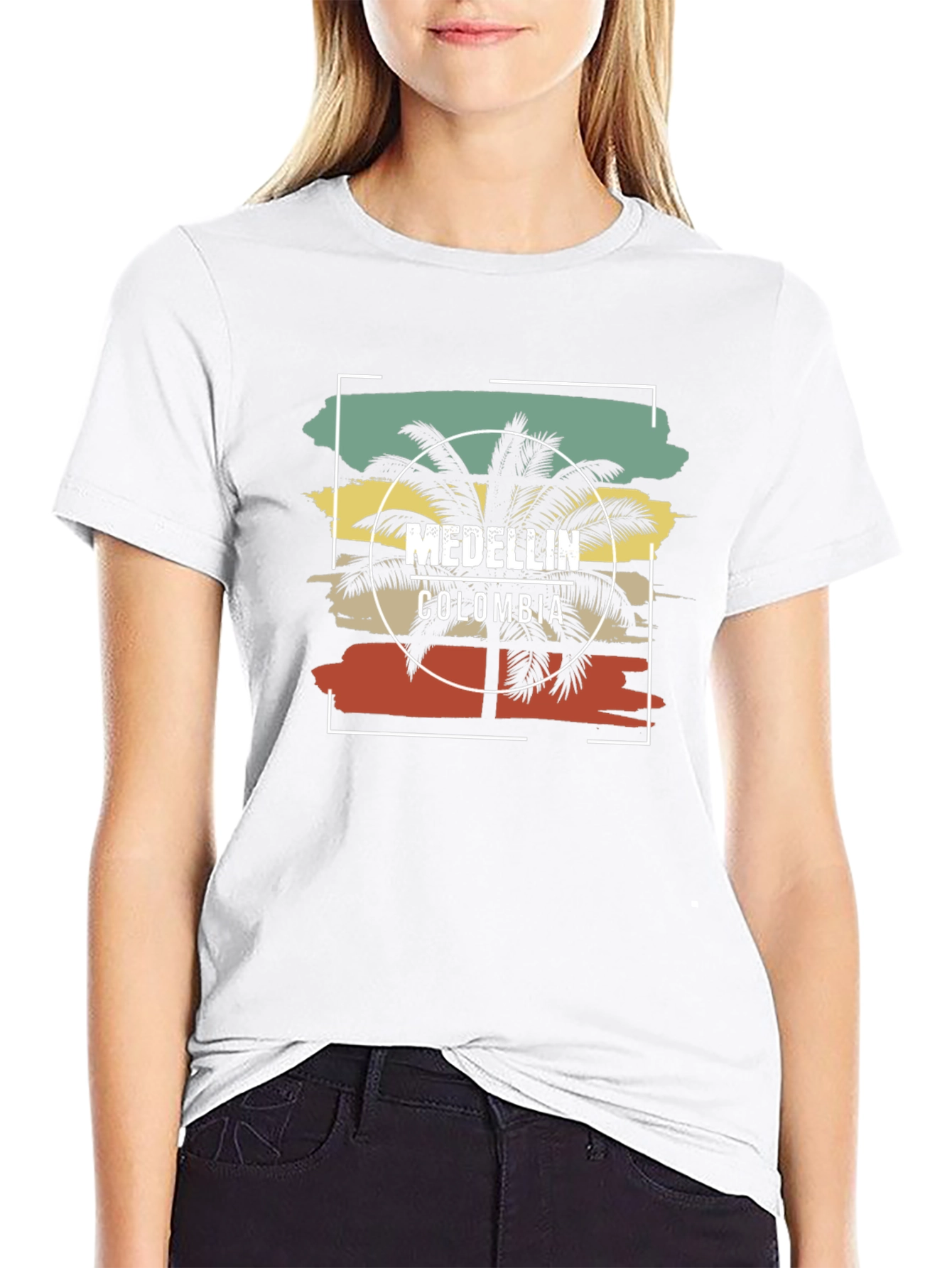 Medellin Colombia Graphic Tee - Retro Palm Tree Design