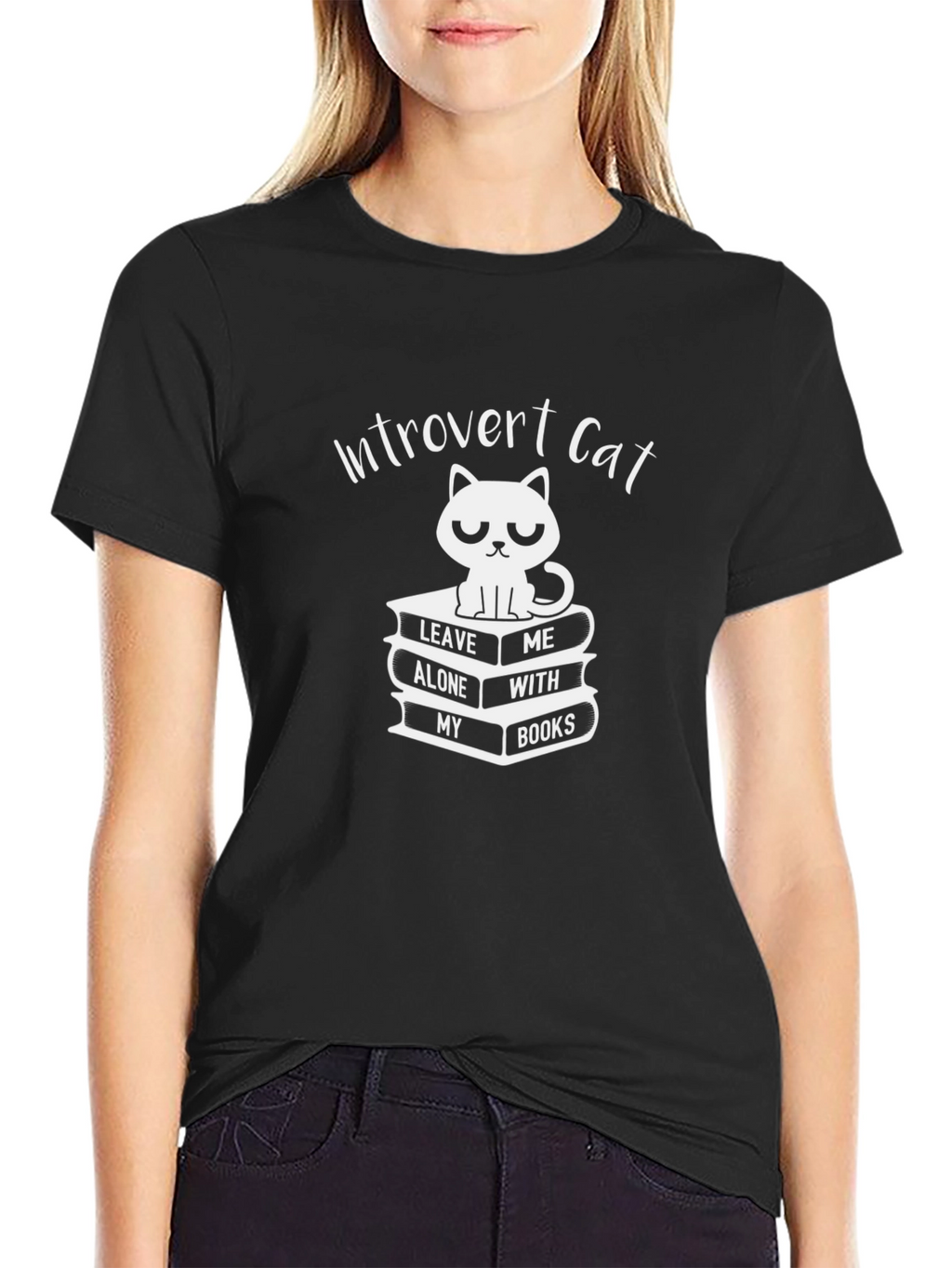 Introvert Cat T-Shirt: Leave Me Alone With My Books