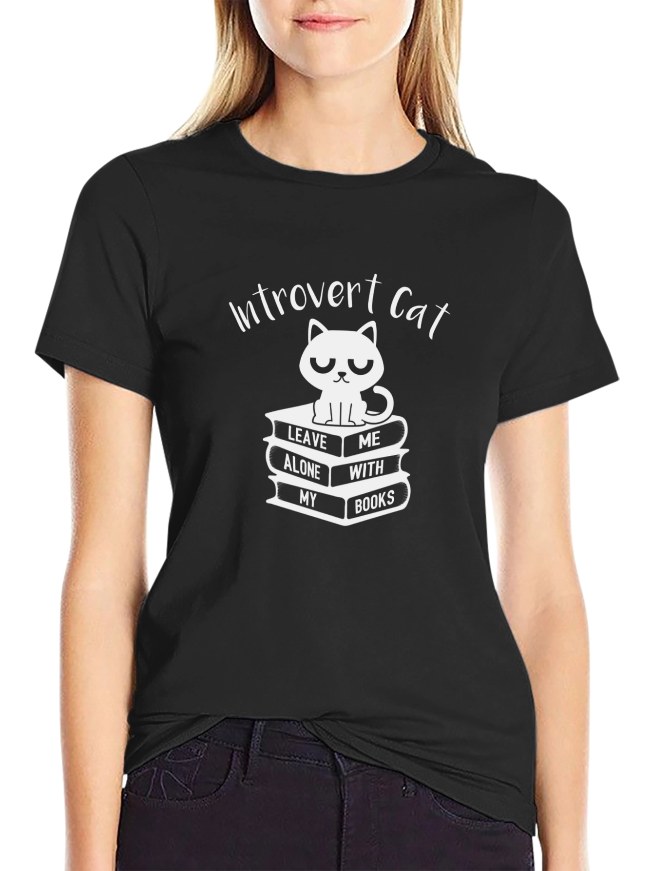 Introvert Cat T-Shirt: Leave Me Alone With My Books