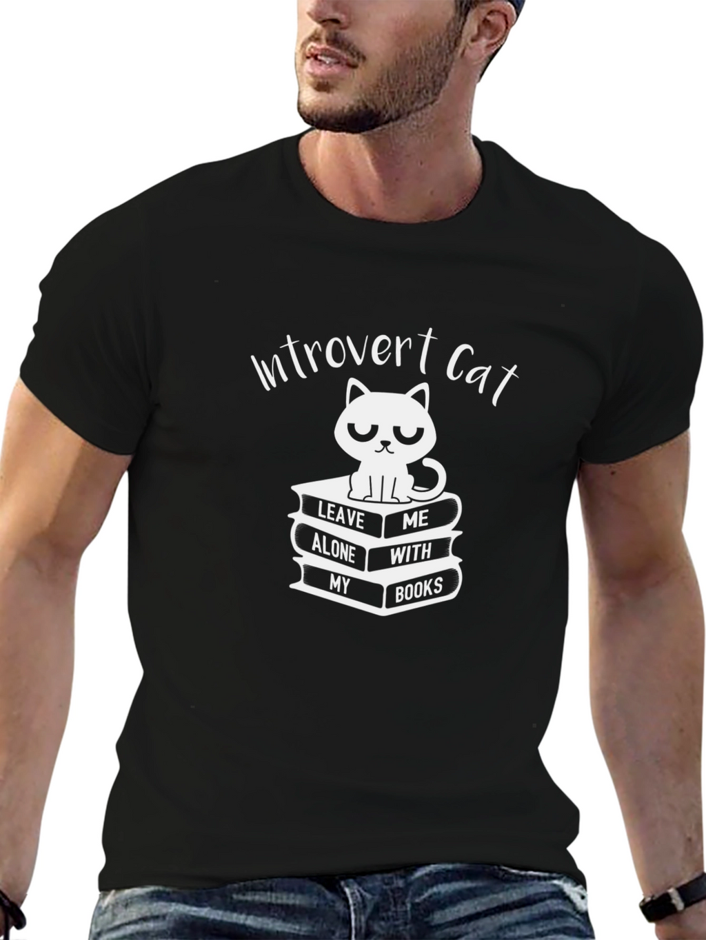 Introvert Cat T-Shirt: Leave Me Alone With My Books