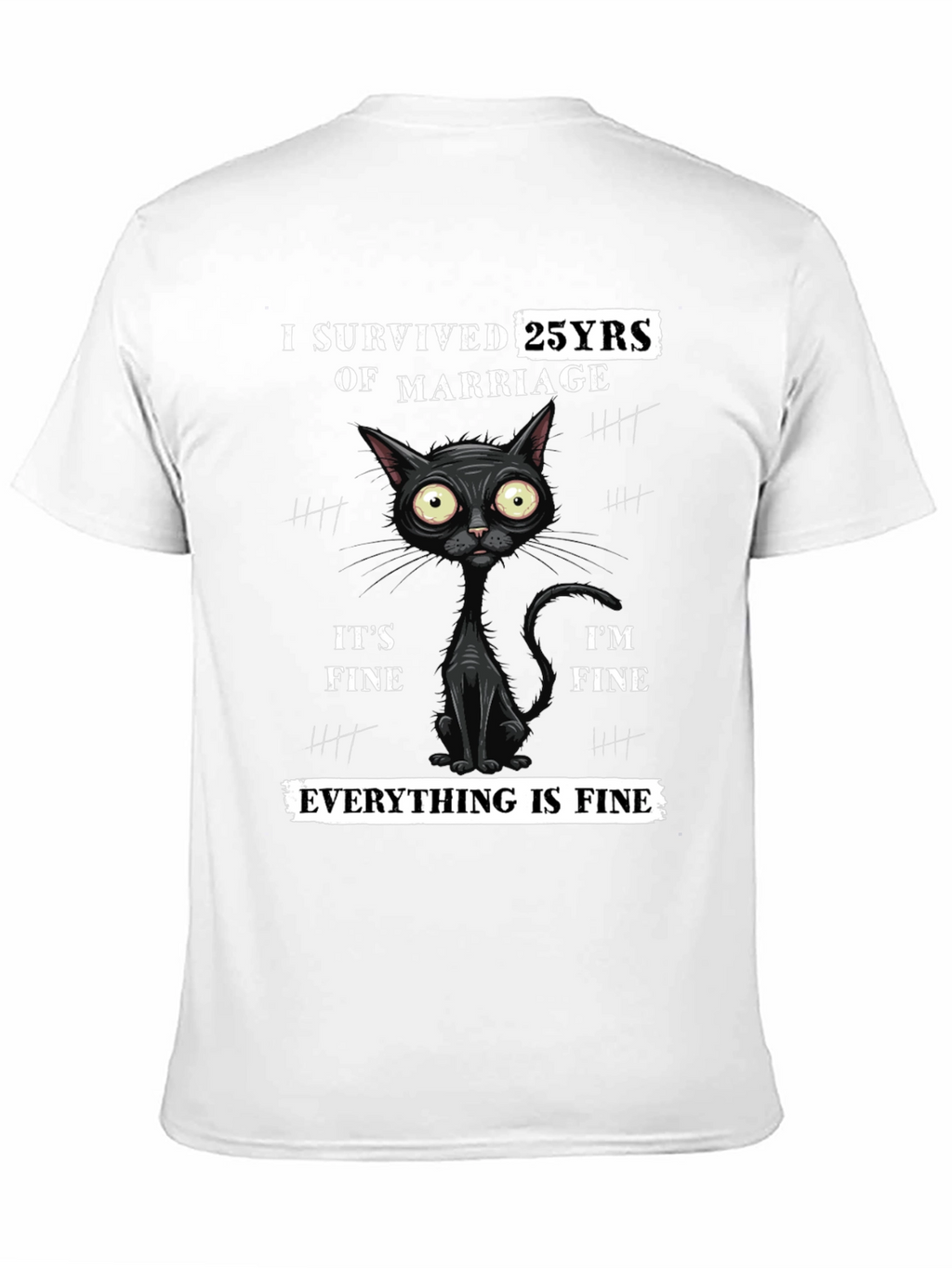 I Survived 25 Years Marriage Funny Cat T-Shirt