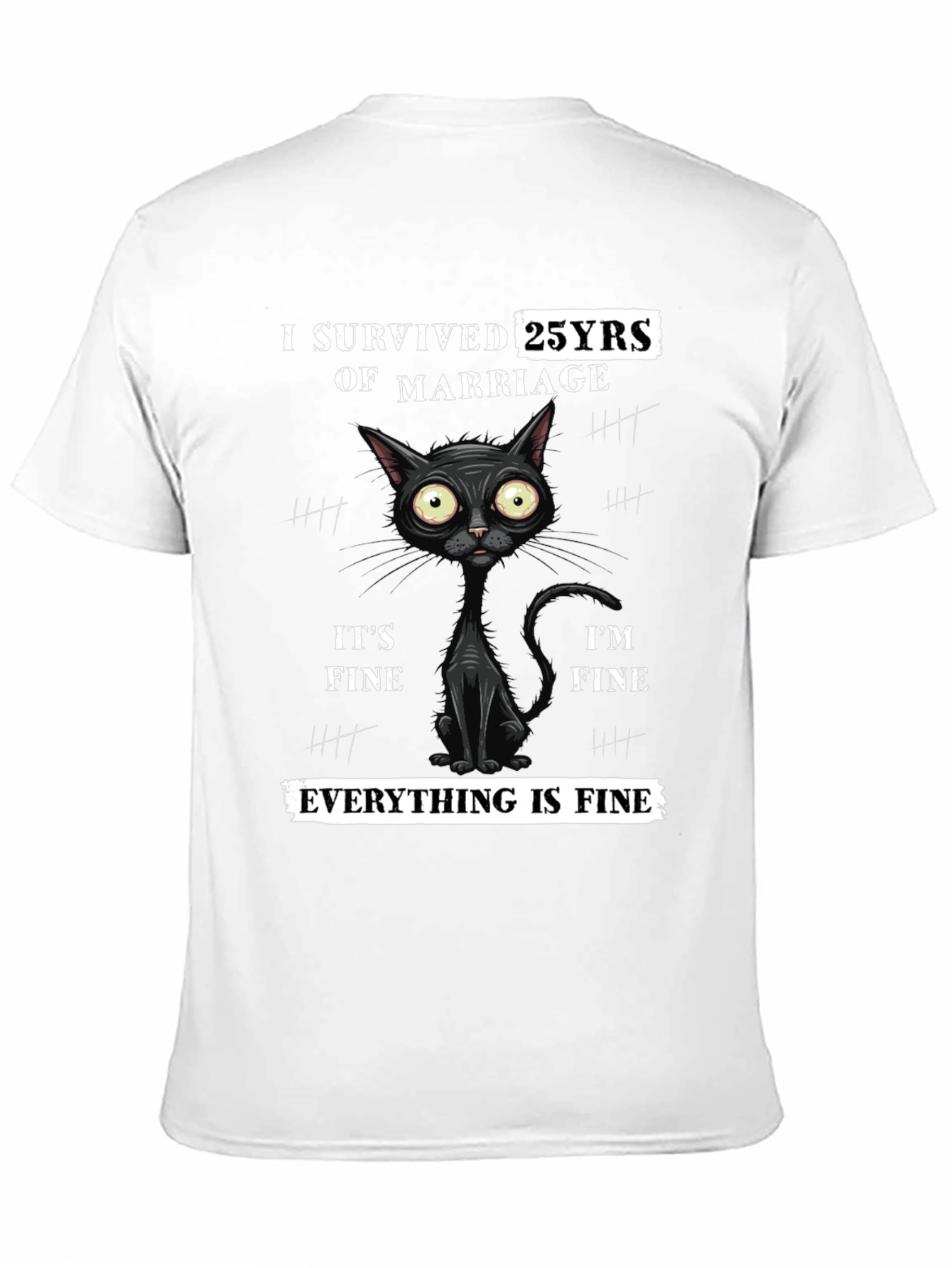 I Survived 25 Years Marriage Funny Cat T-Shirt