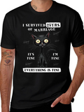 I Survived 25 Years Marriage Funny Cat T-Shirt