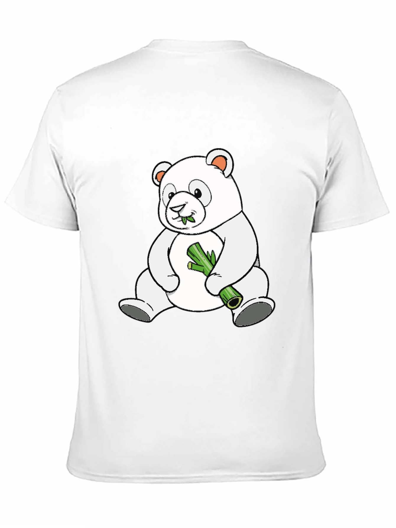 Cute Panda Bear Eating Bamboo Black T-Shirt