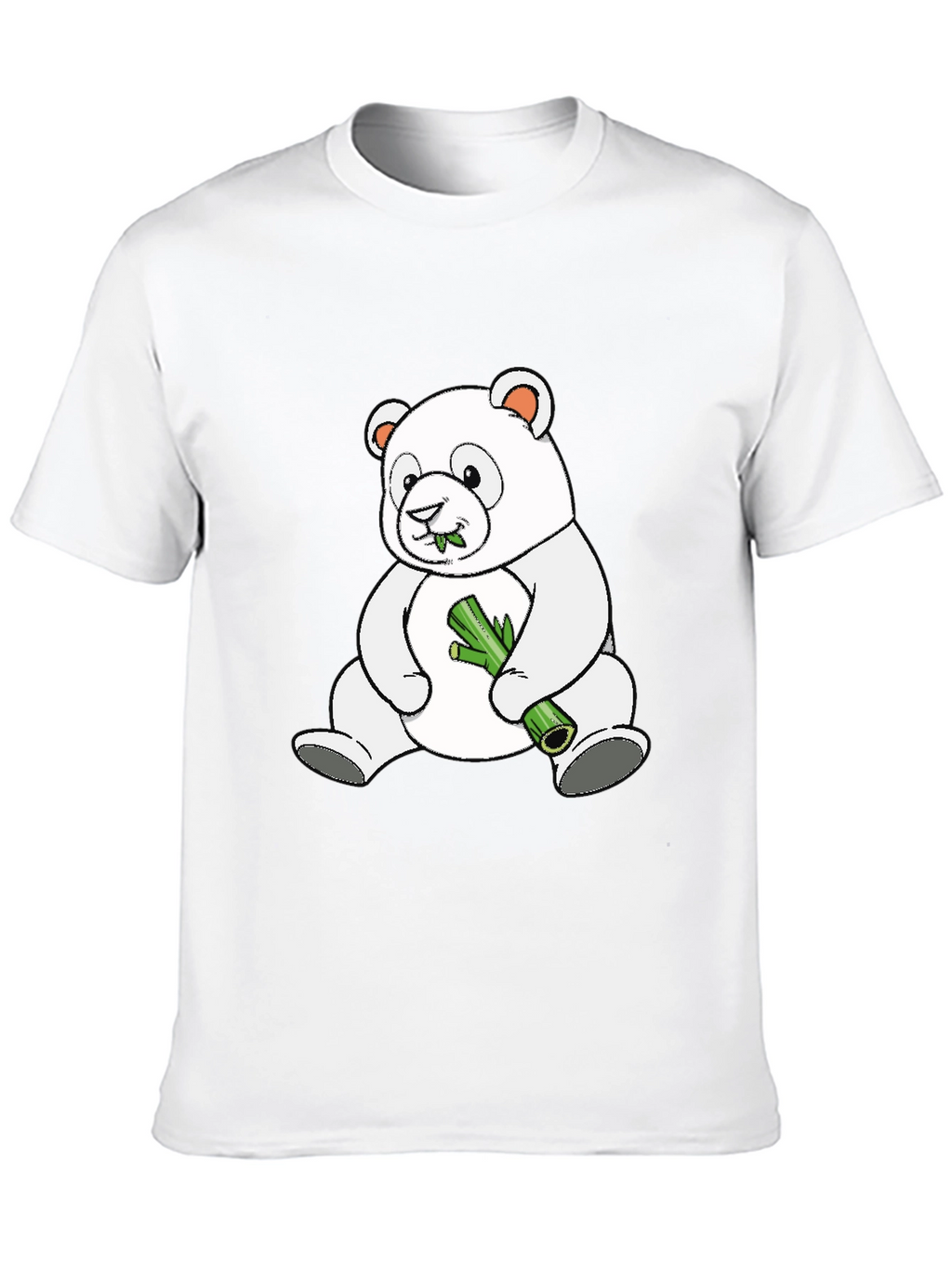 Cute Panda Bear Eating Bamboo Black T-Shirt