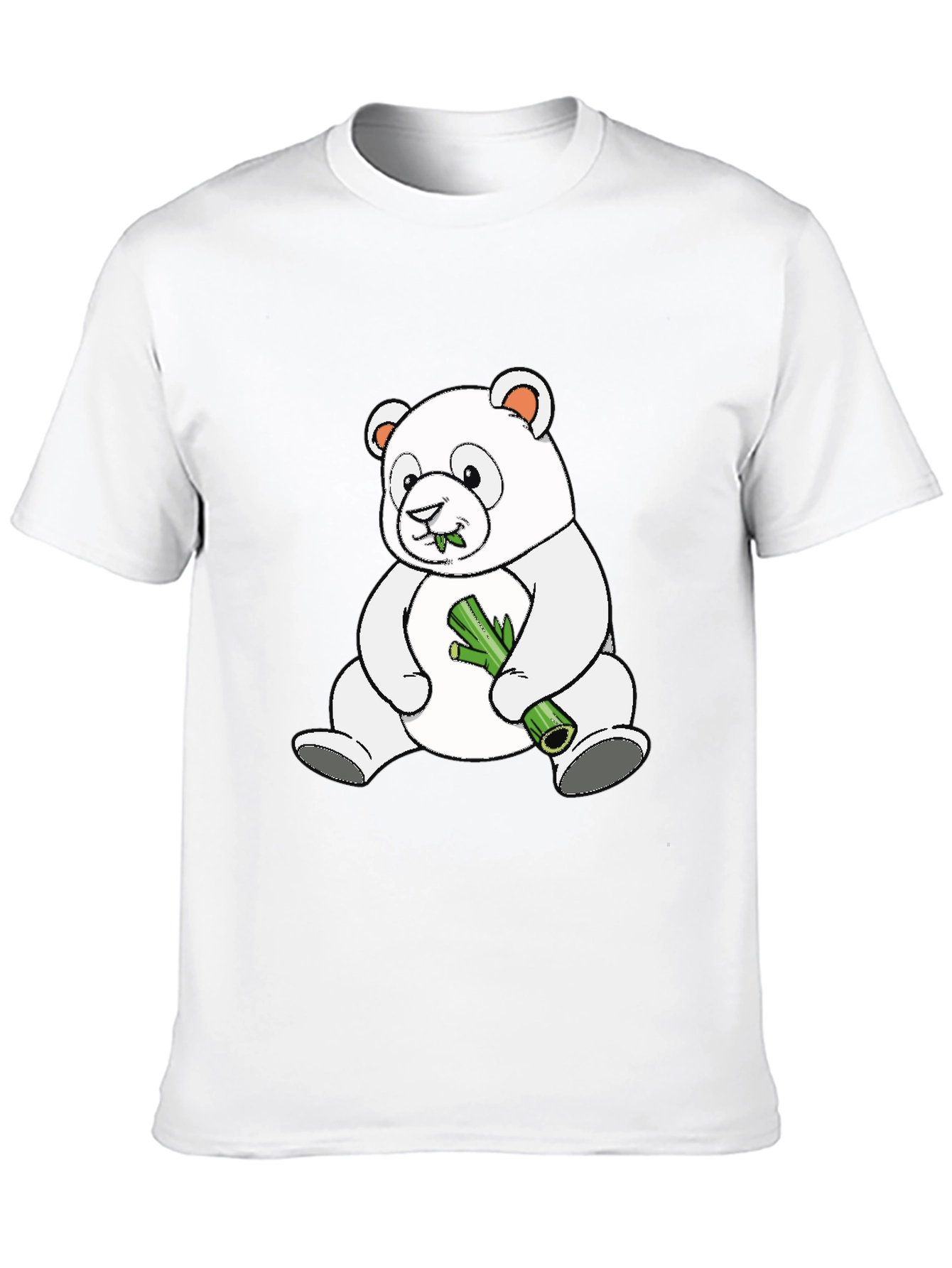 Cute Panda Bear Eating Bamboo Black T-Shirt