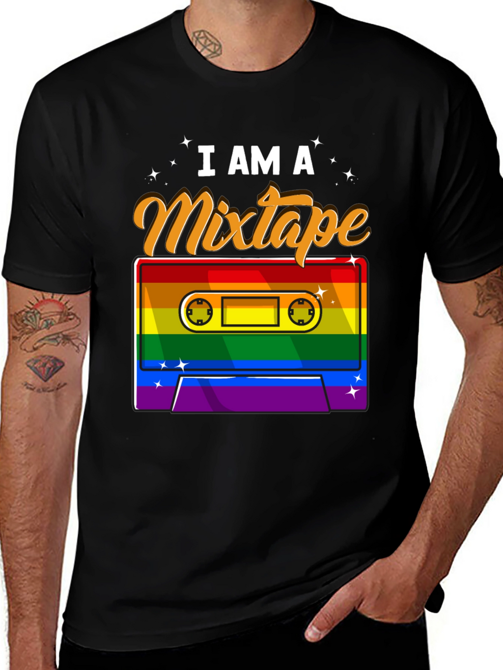 I Am A Mixtape Rainbow Cassette Graphic T-Shirt