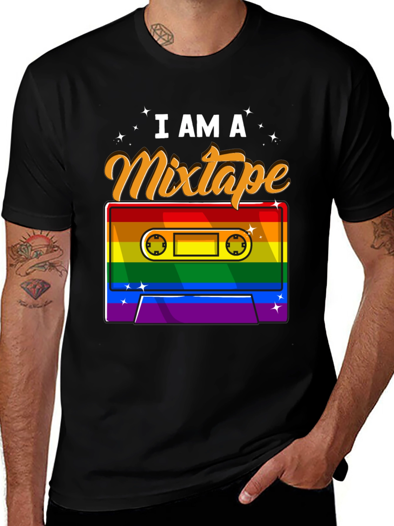 I Am A Mixtape Rainbow Cassette Graphic T-Shirt