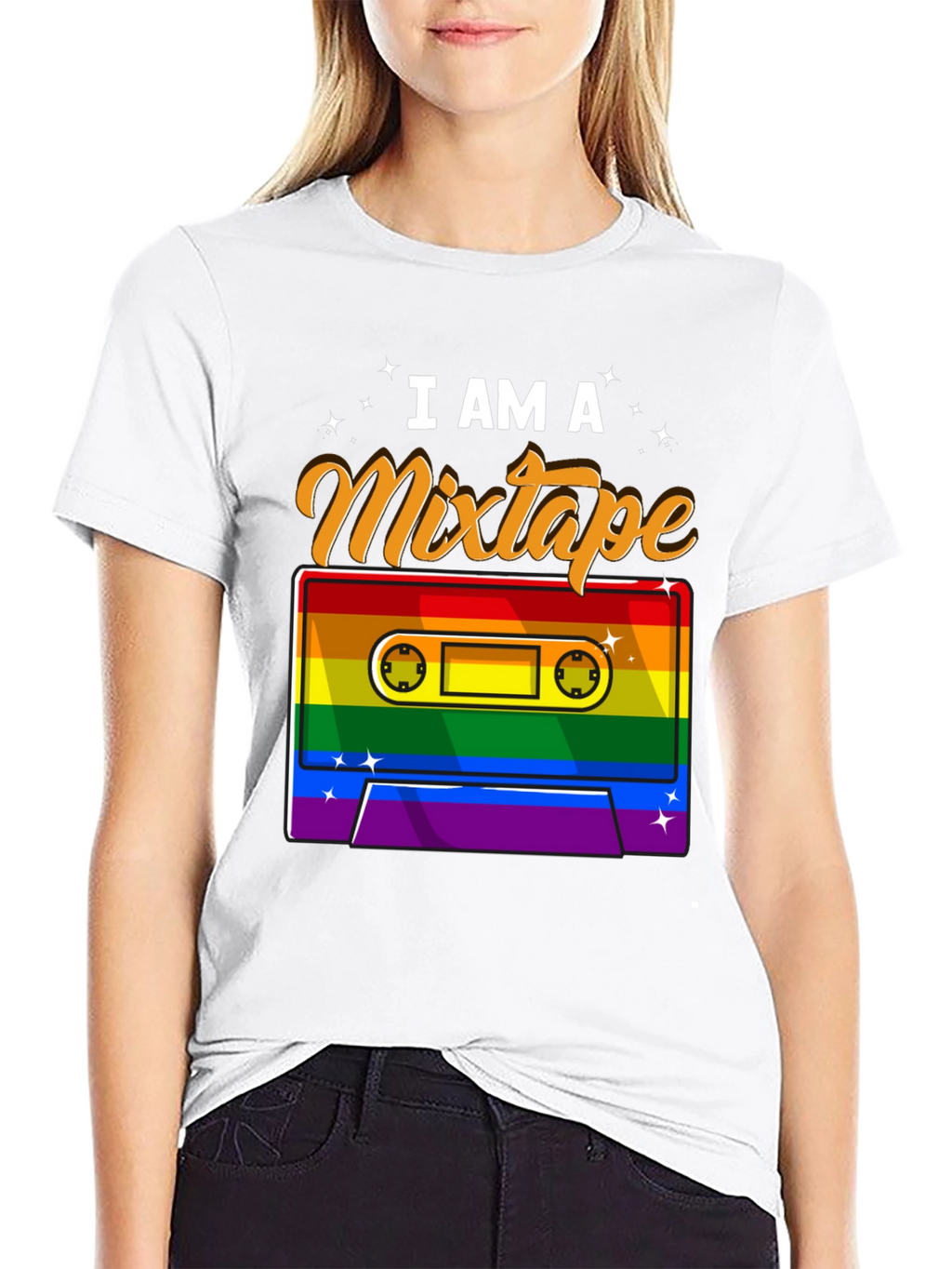I Am A Mixtape Rainbow Cassette Graphic T-Shirt