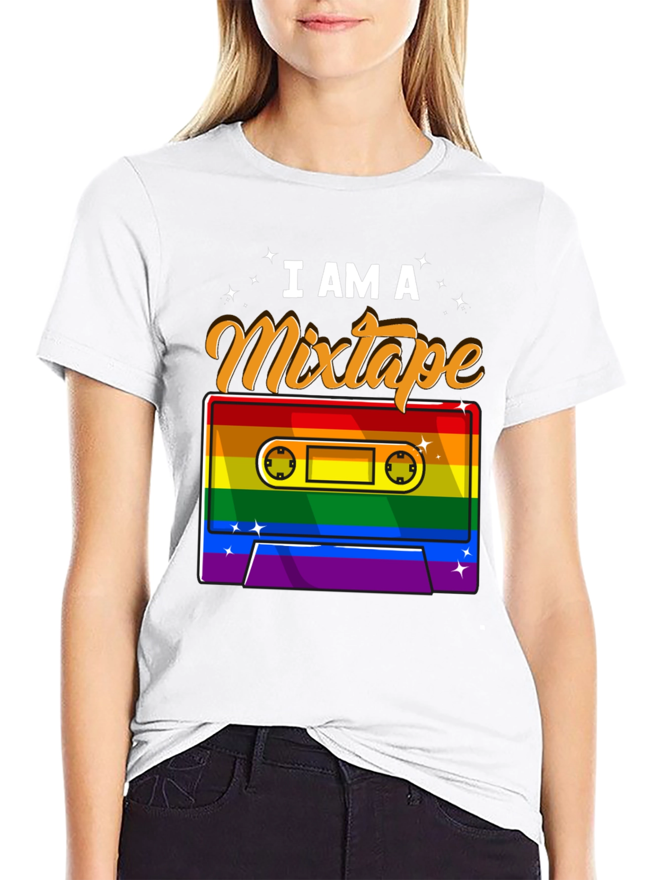 I Am A Mixtape Rainbow Cassette Graphic T-Shirt