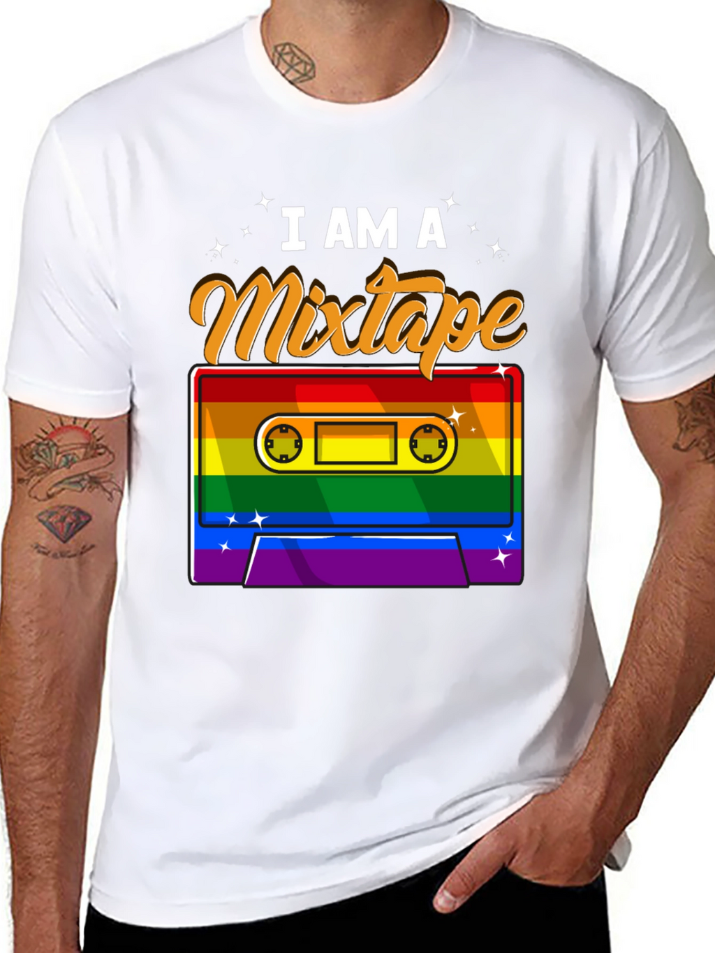 I Am A Mixtape Rainbow Cassette Graphic T-Shirt
