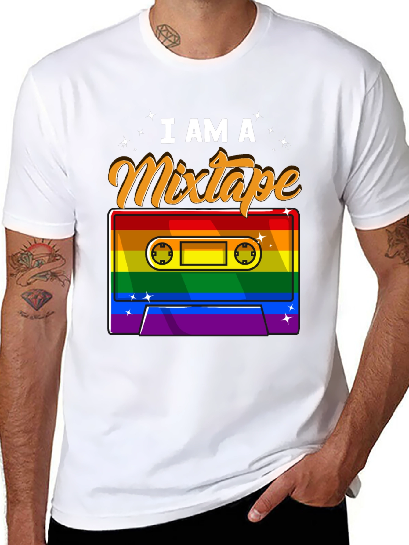 I Am A Mixtape Rainbow Cassette Graphic T-Shirt