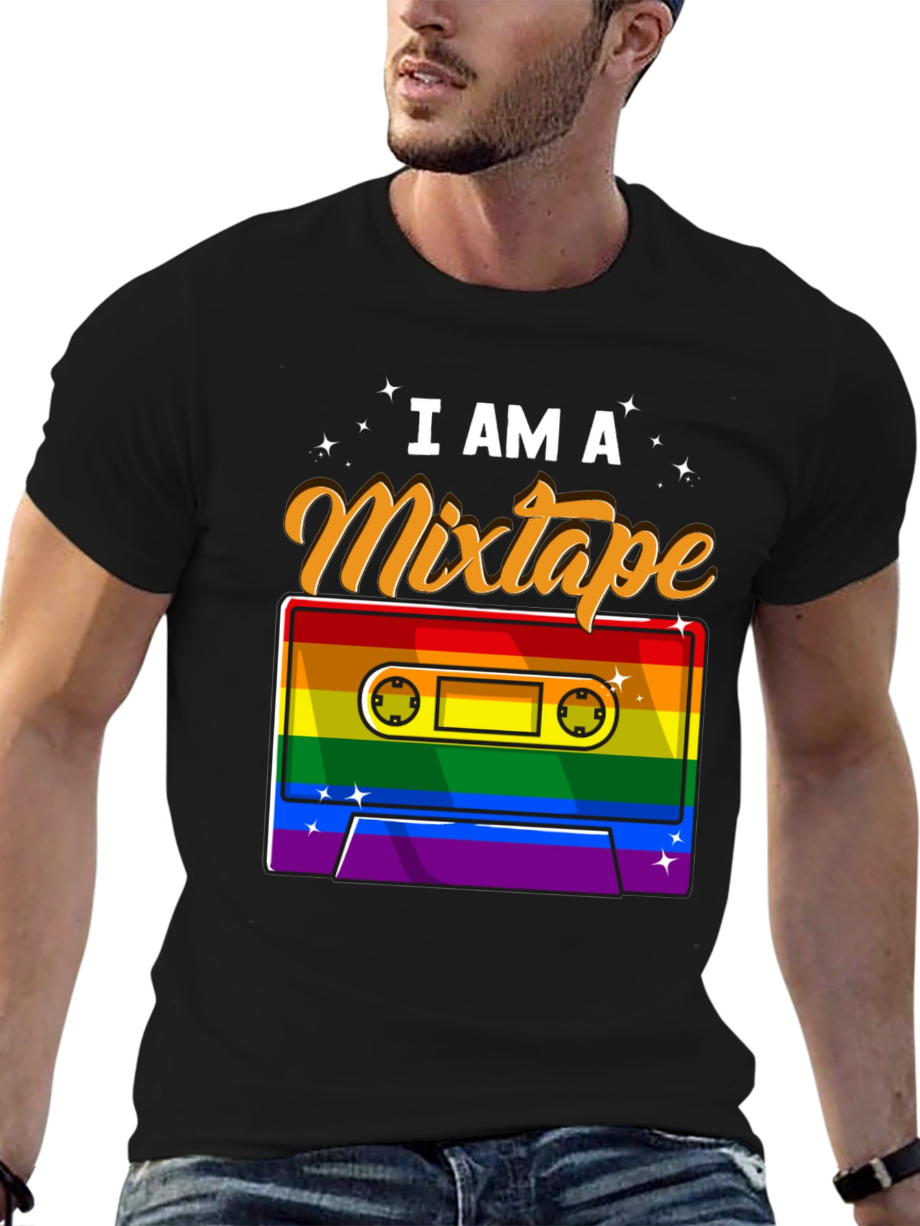 I Am A Mixtape Rainbow Cassette Graphic T-Shirt