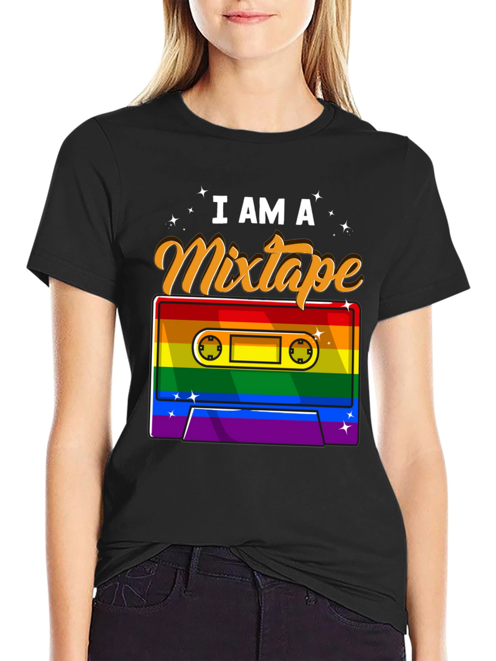 I Am A Mixtape Rainbow Cassette Graphic T-Shirt