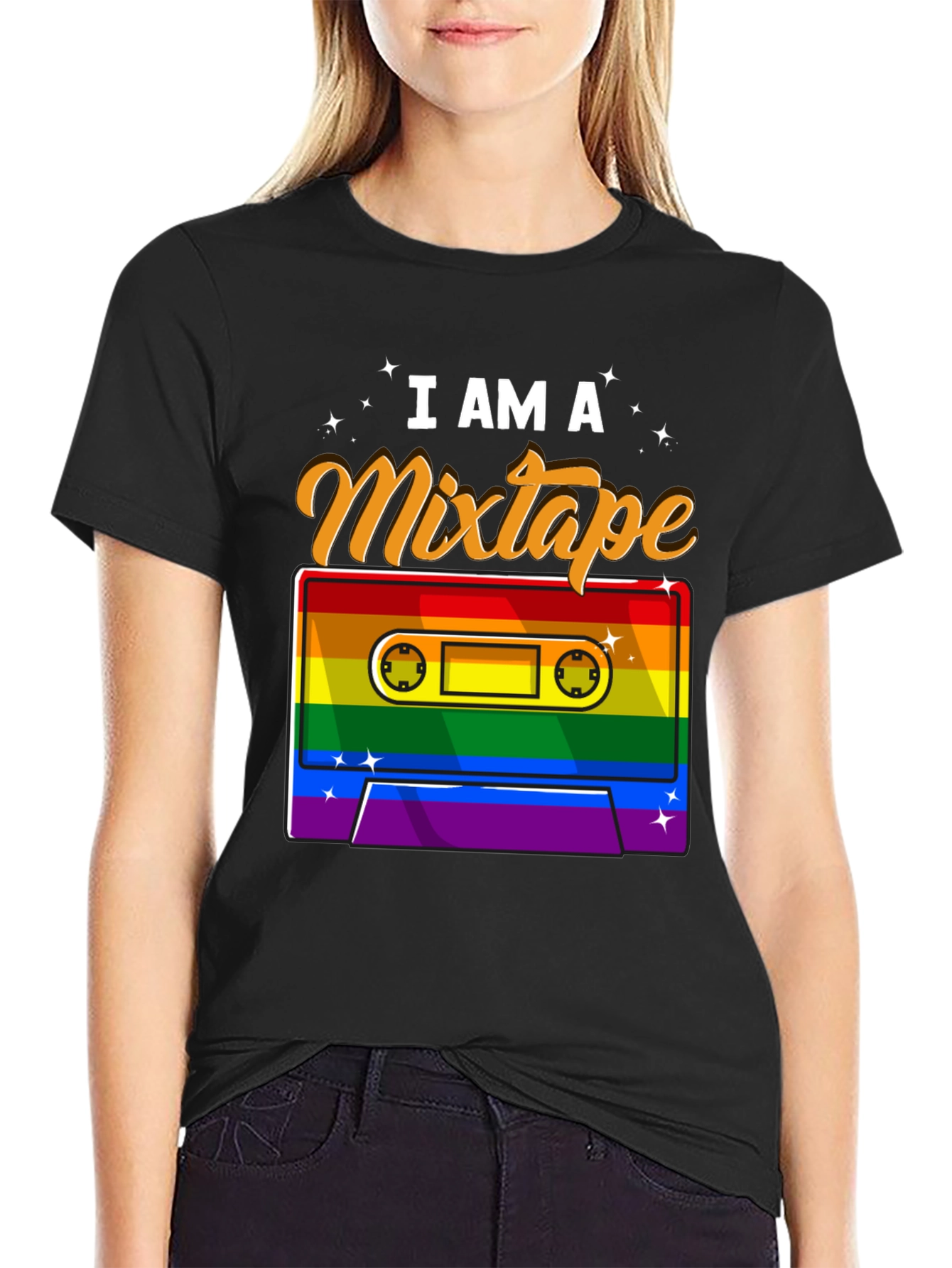 I Am A Mixtape Rainbow Cassette Graphic T-Shirt