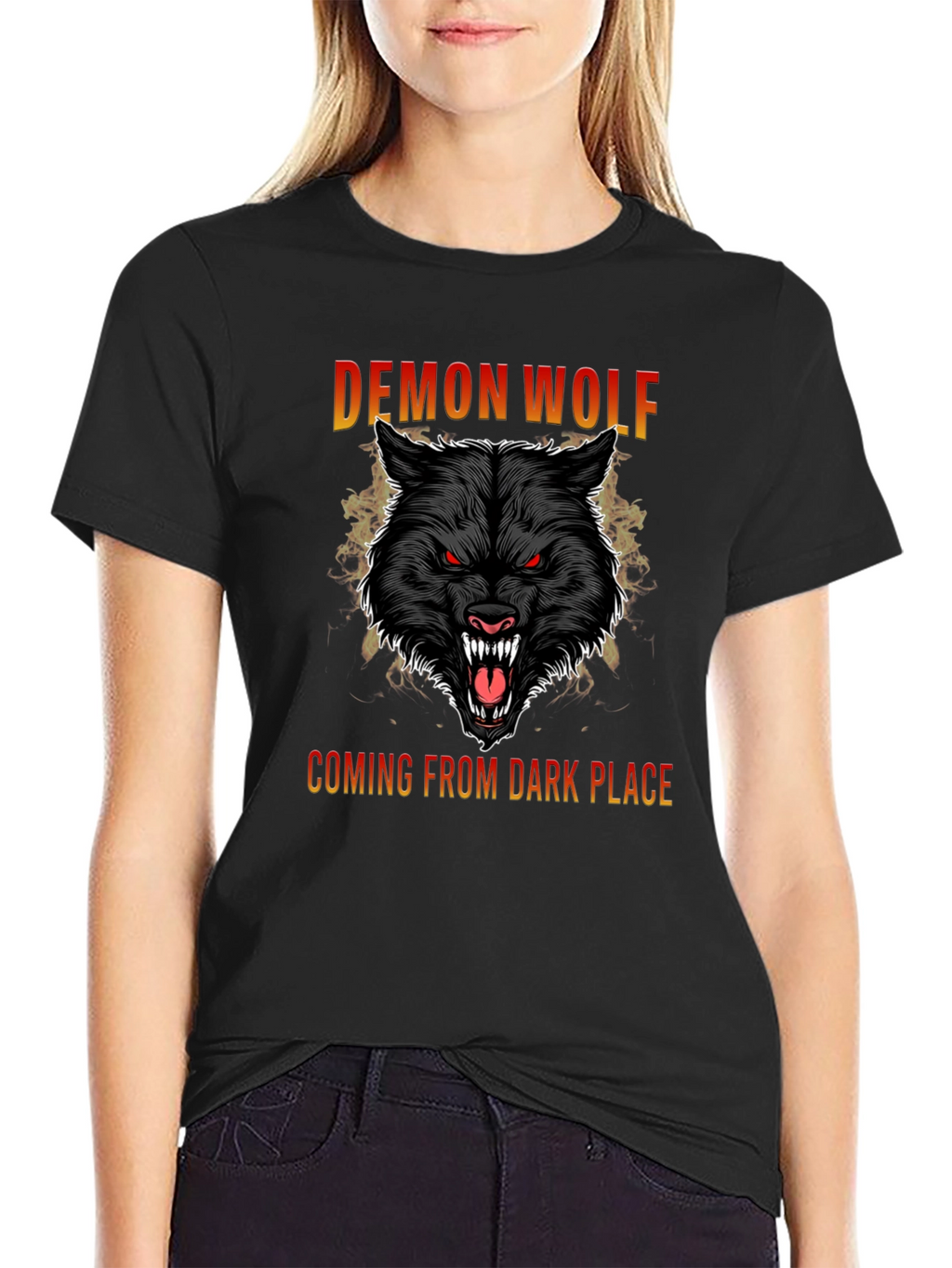 Demon Wolf Graphic T-Shirt - Black