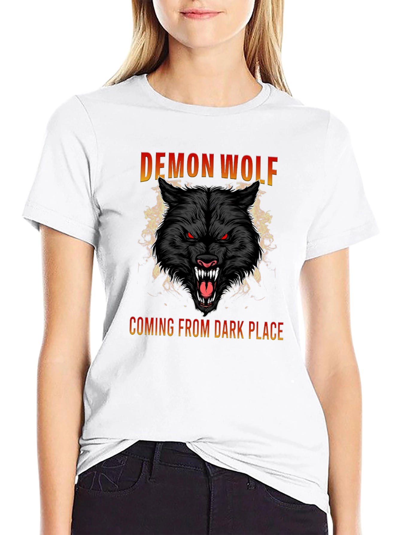 Demon Wolf Graphic T-Shirt - Black