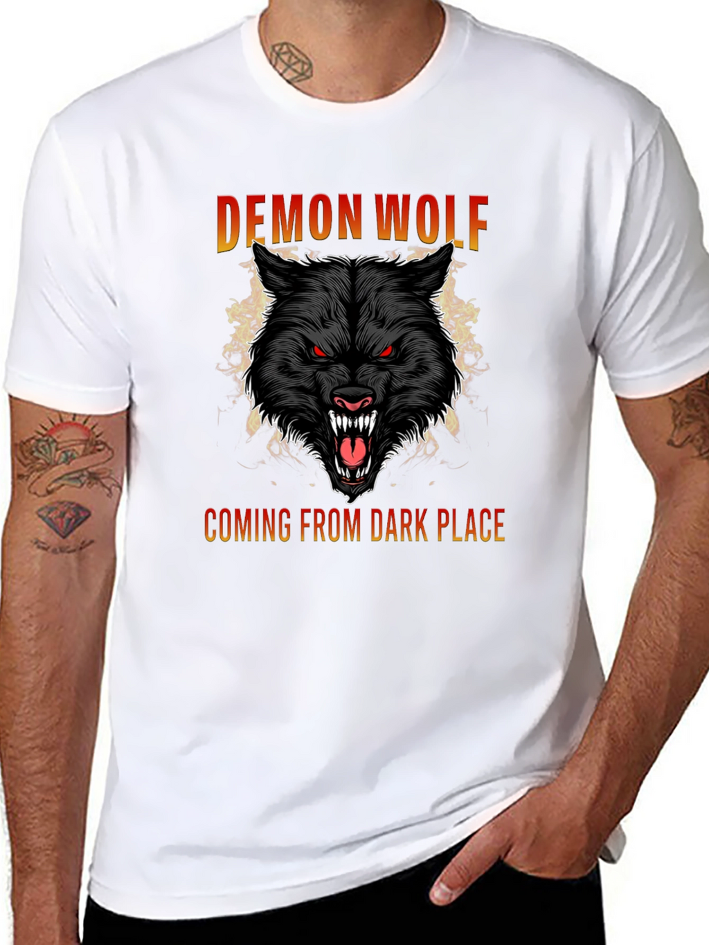 Demon Wolf Graphic T-Shirt - Black