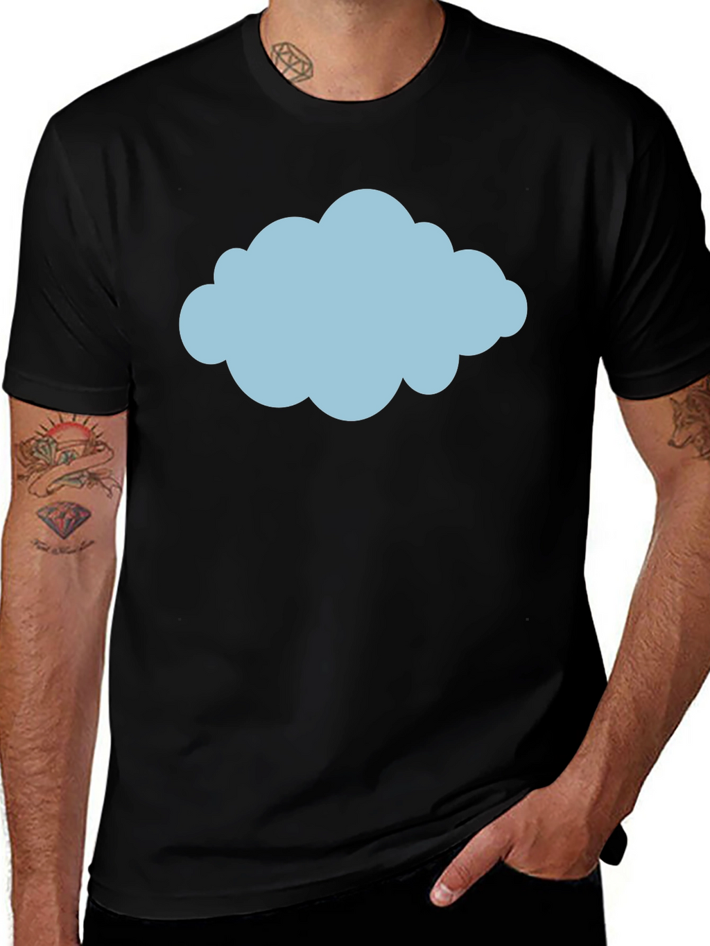 Cloud Graphic Tee - Weather Design Black T-Shirt