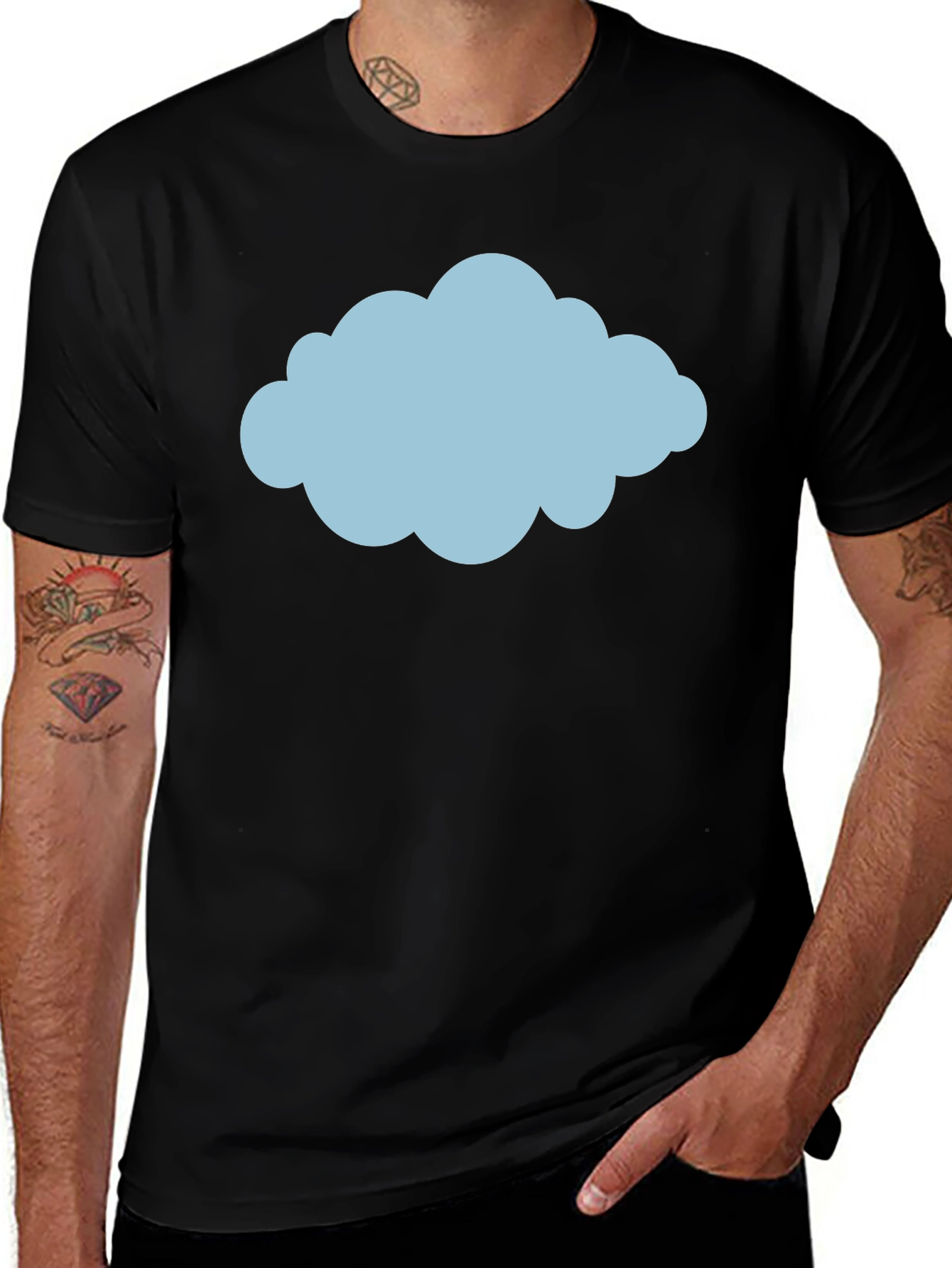 Cloud Graphic Tee - Weather Design Black T-Shirt