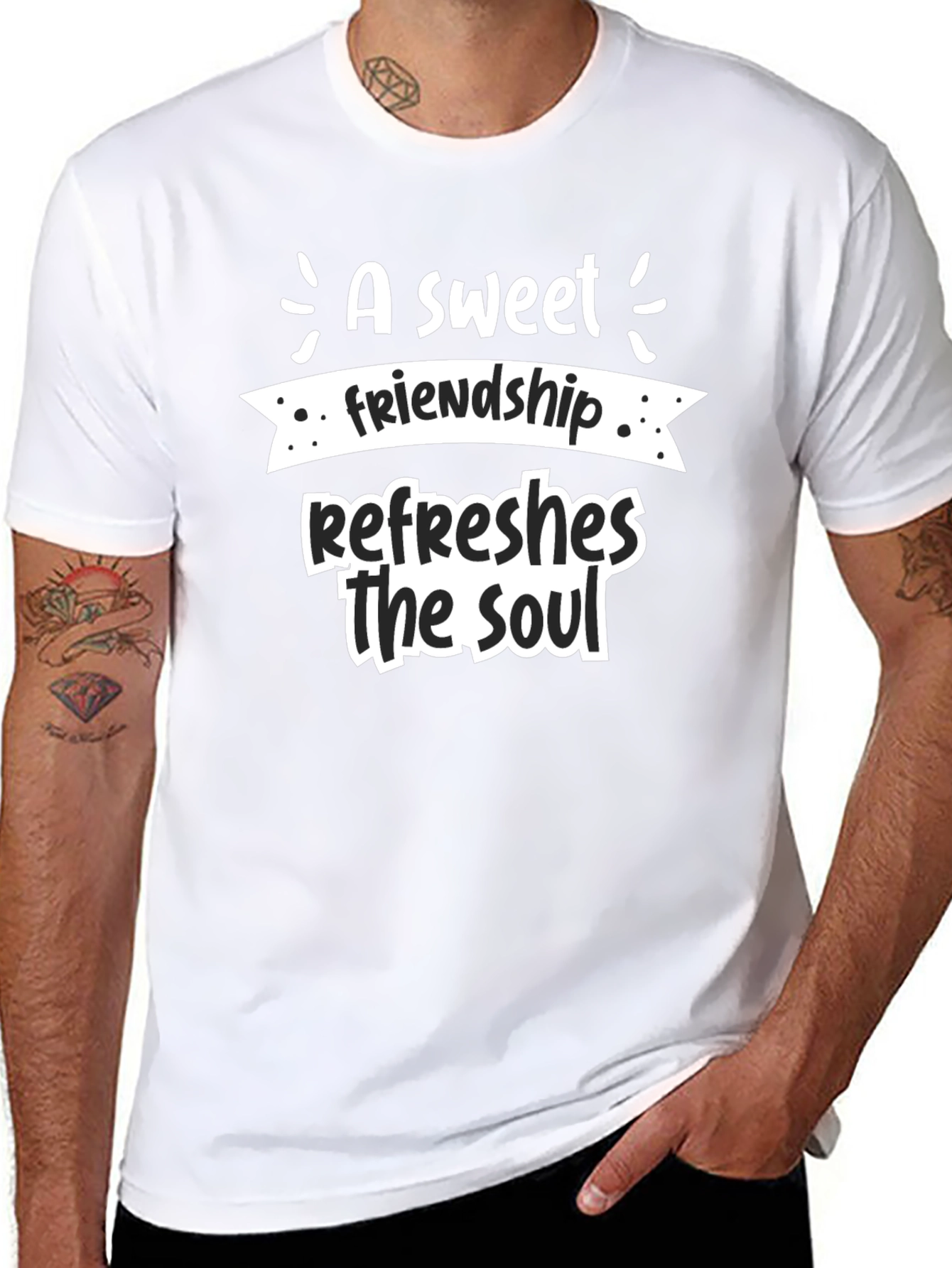 Sweet Friendship Refreshes Soul Black T-Shirt