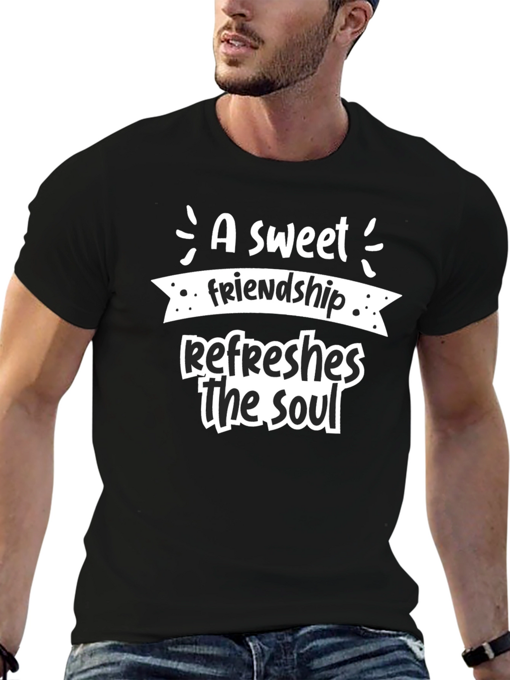 Sweet Friendship Refreshes Soul Black T-Shirt