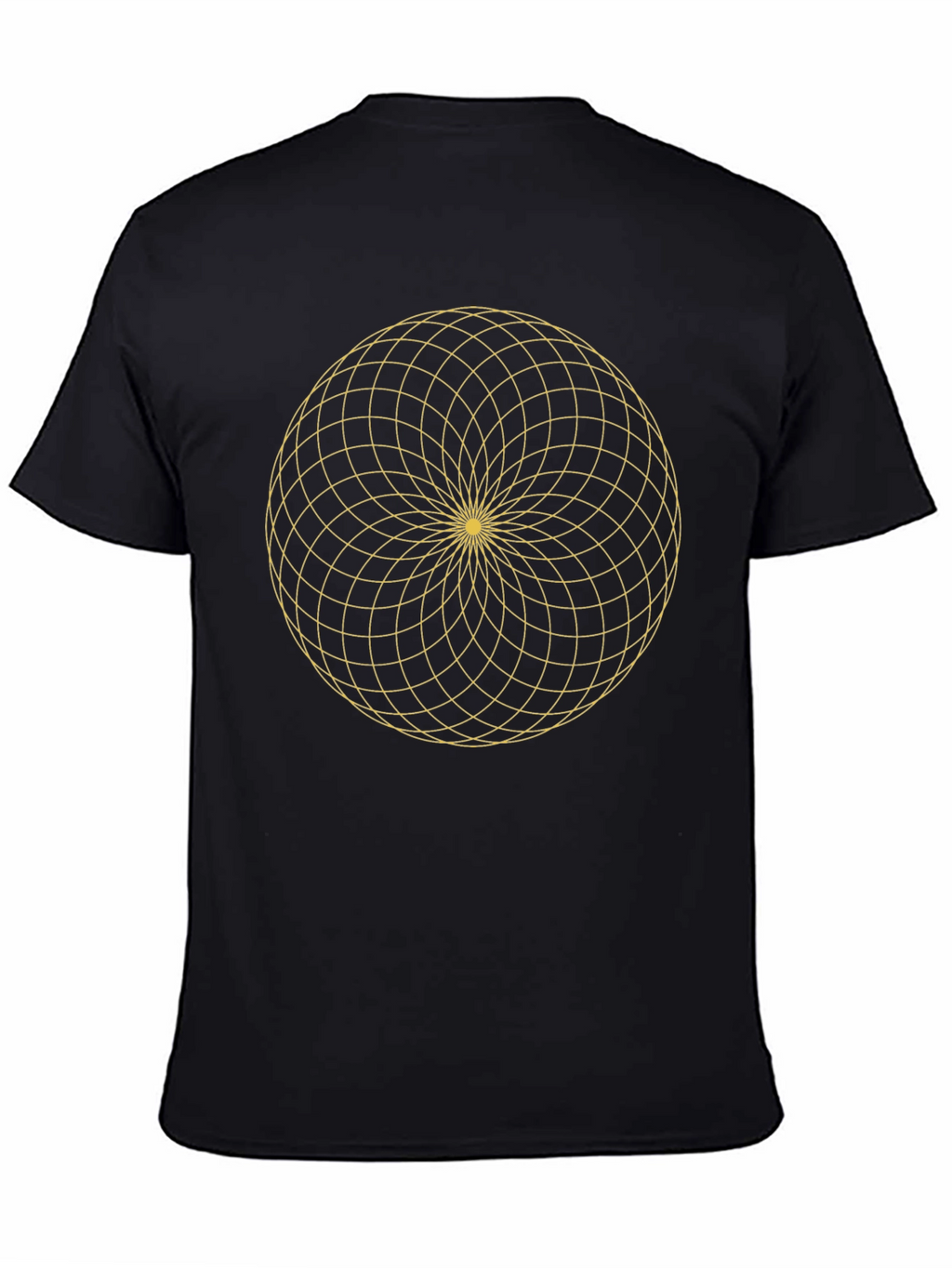 Geometric Gold Pattern Black T-Shirt