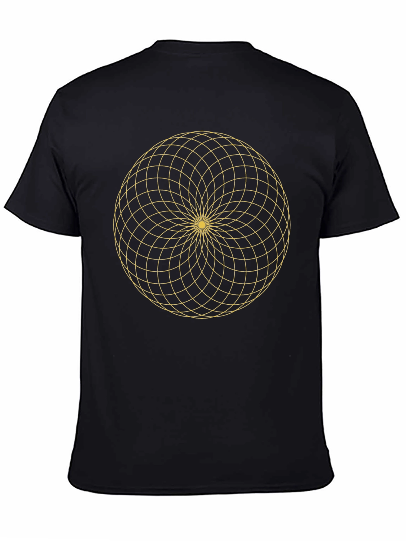 Geometric Gold Pattern Black T-Shirt