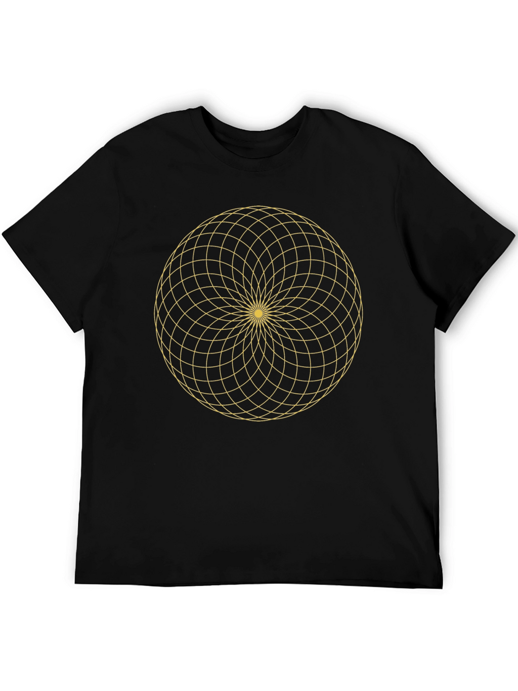 Geometric Gold Pattern Black T-Shirt