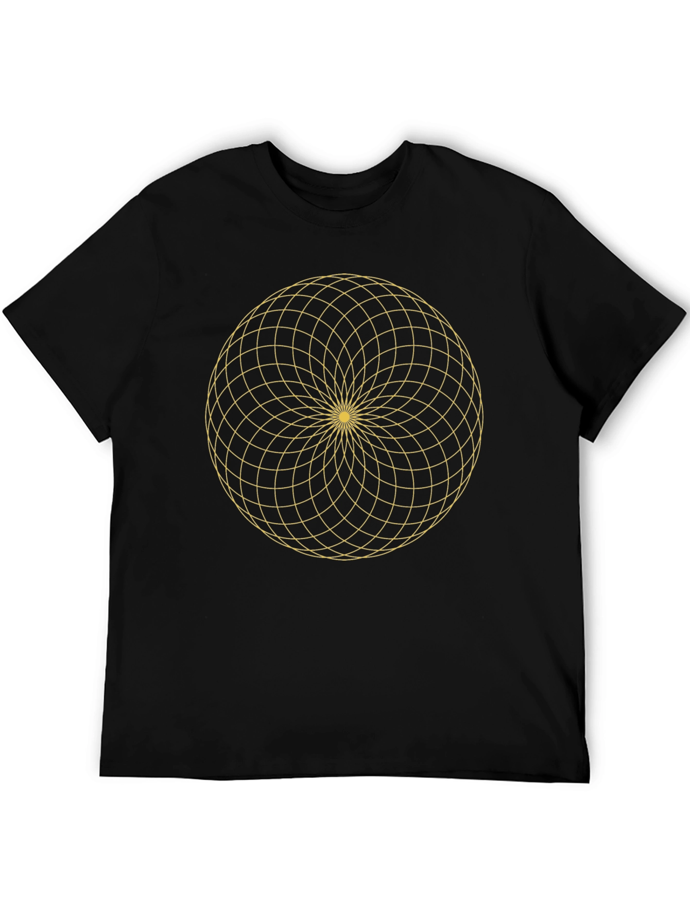 Geometric Gold Pattern Black T-Shirt