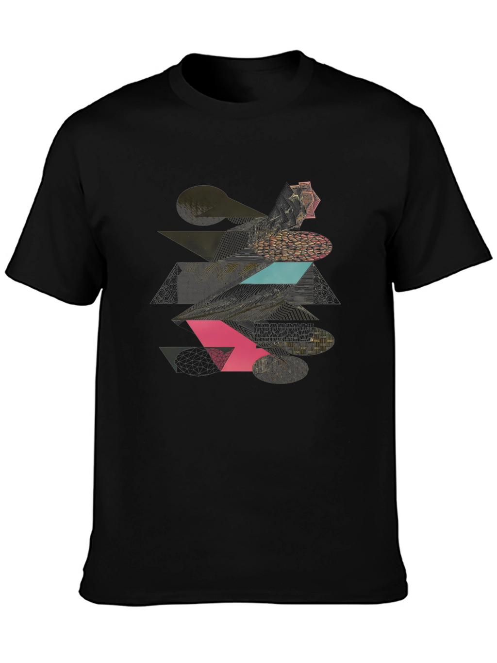 Geometric Graphic Print Tee - Modern Black T-Shirt
