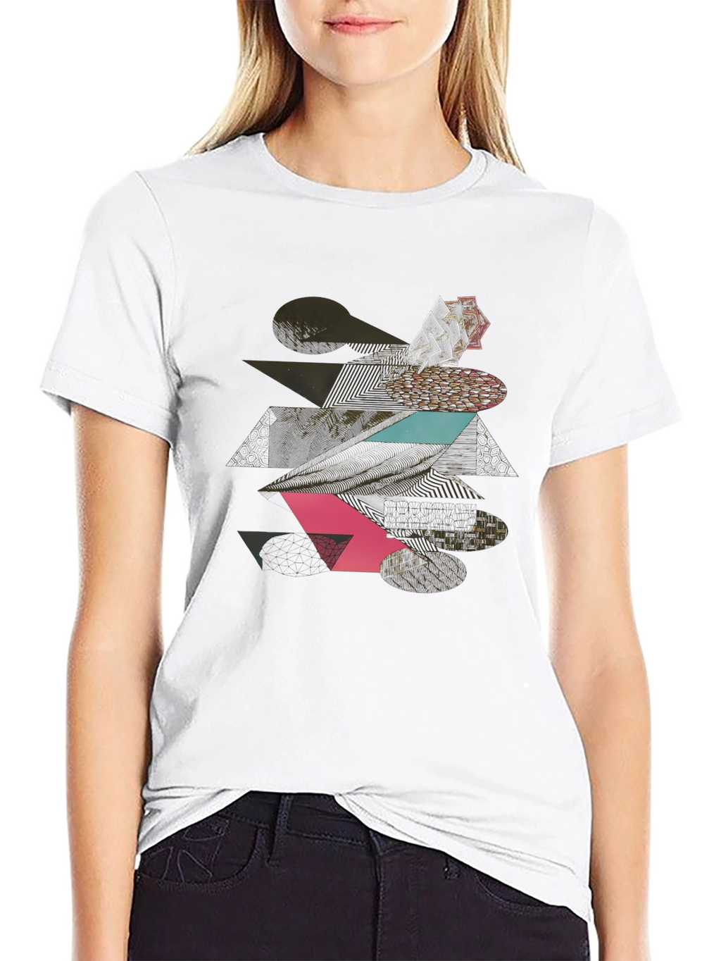 Geometric Graphic Print Tee - Modern Black T-Shirt