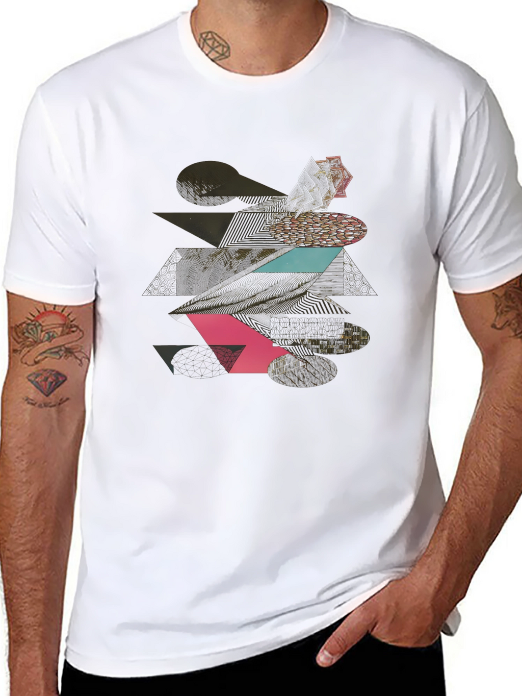 Geometric Graphic Print Tee - Modern Black T-Shirt
