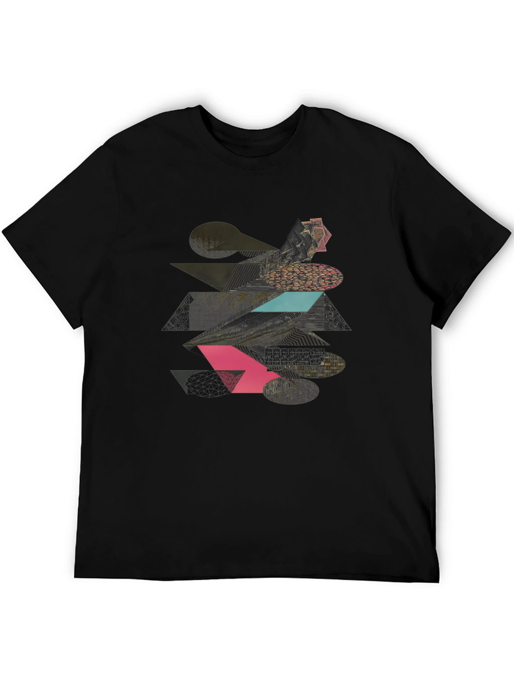 Geometric Graphic Print Tee - Modern Black T-Shirt