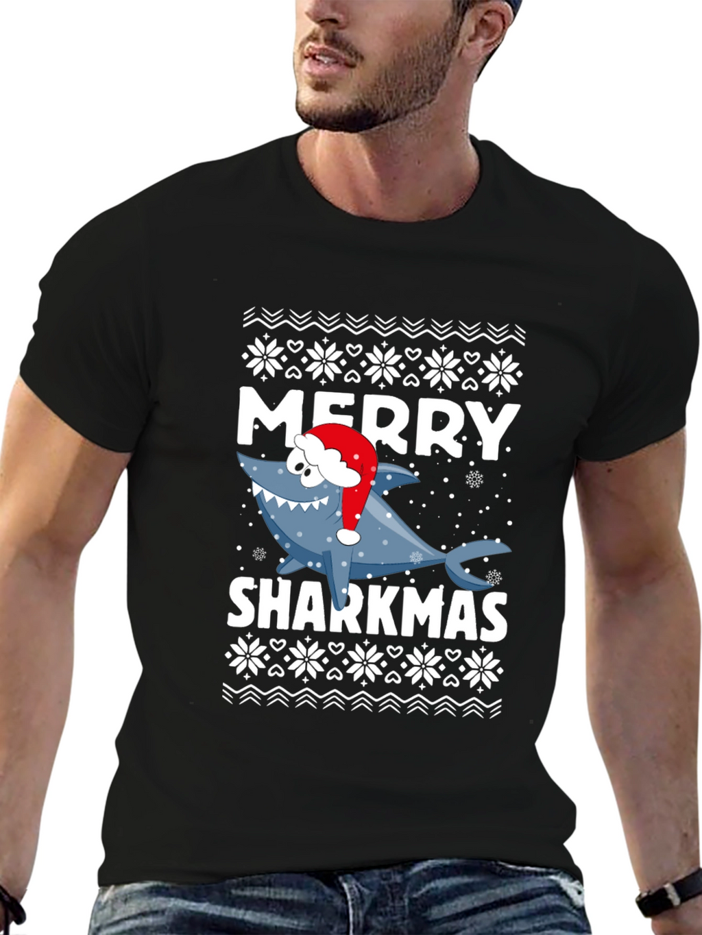 Merry Sharkmas T-Shirt - Festive Holiday Graphic Tee