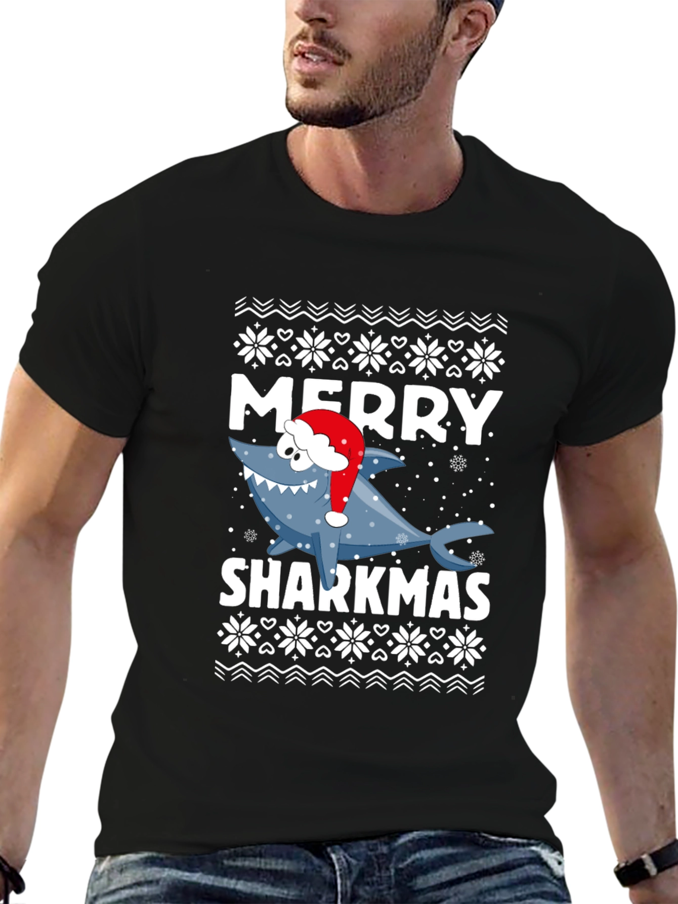 Merry Sharkmas T-Shirt - Festive Holiday Graphic Tee
