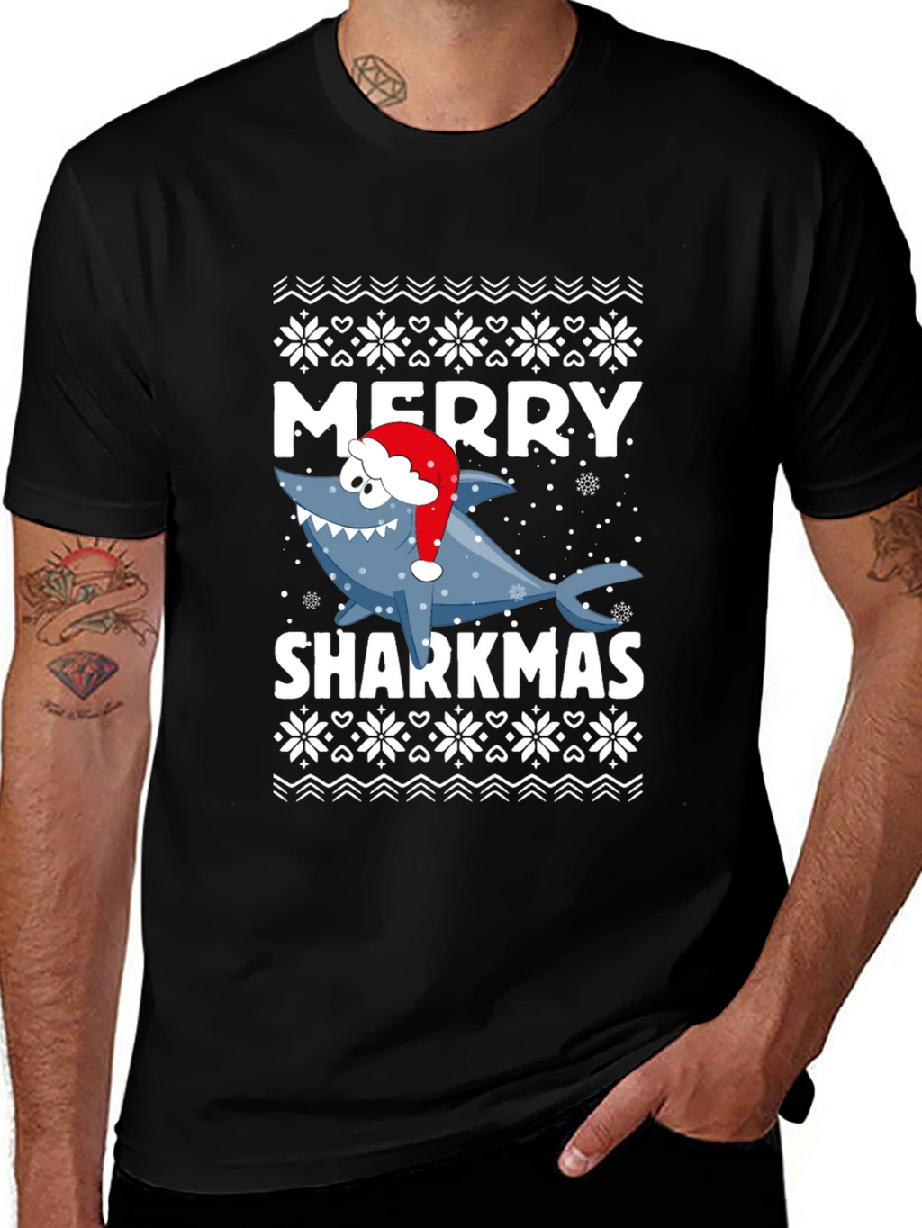 Merry Sharkmas T-Shirt - Festive Holiday Graphic Tee