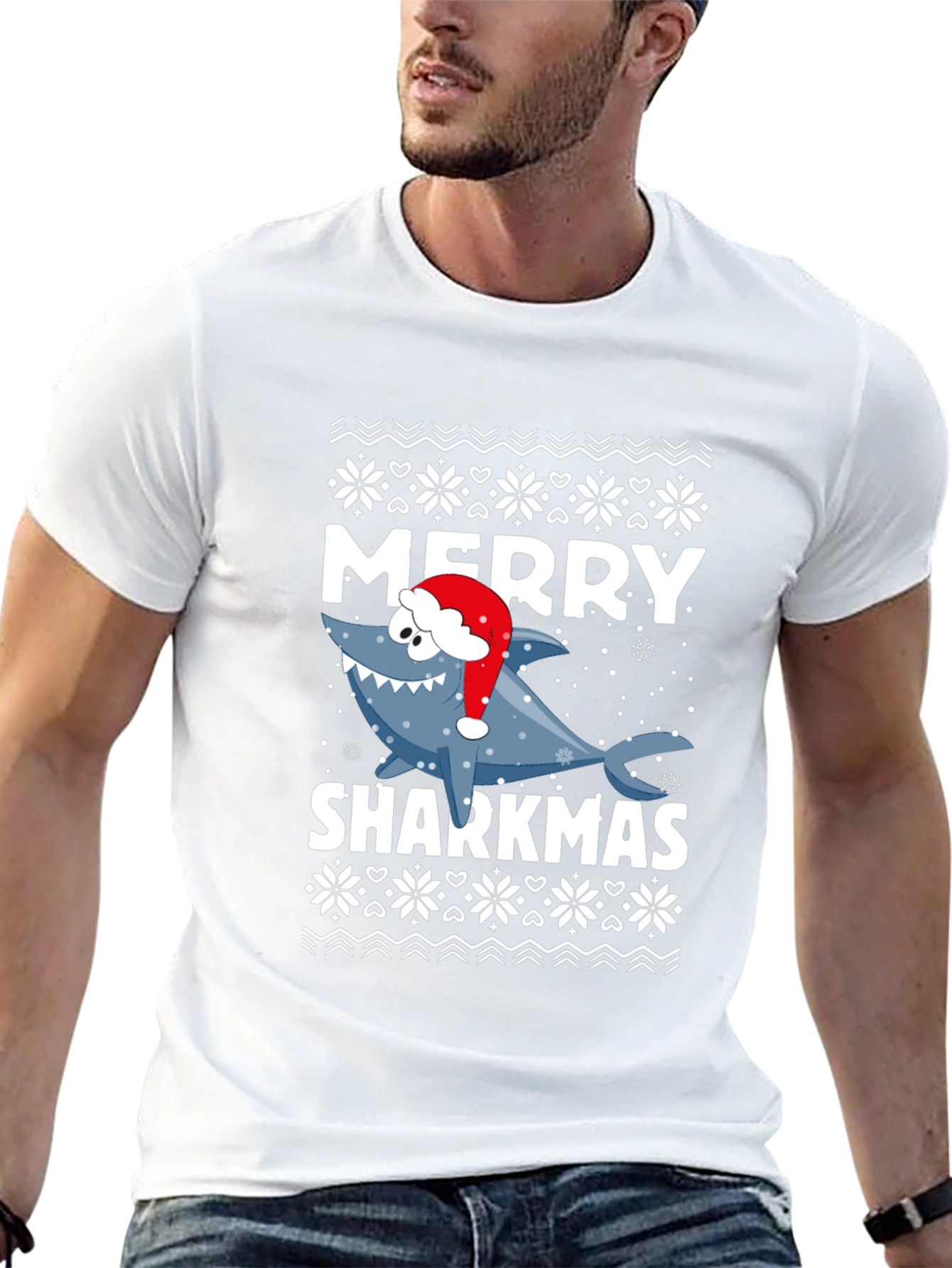 Merry Sharkmas T-Shirt - Festive Holiday Graphic Tee
