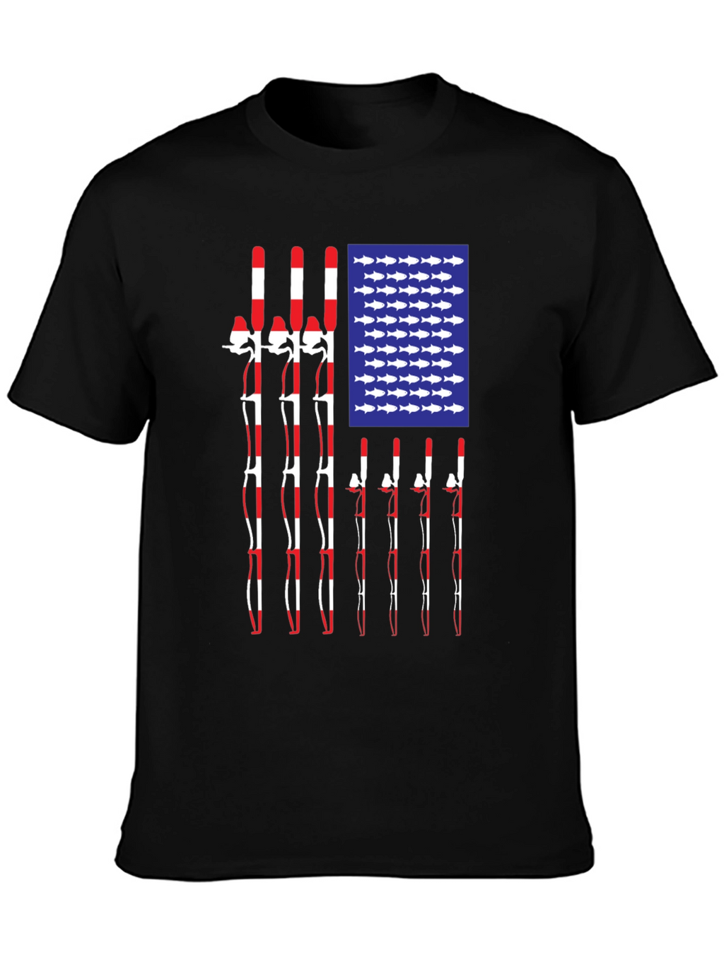 American Flag Fishing Rod T-Shirt