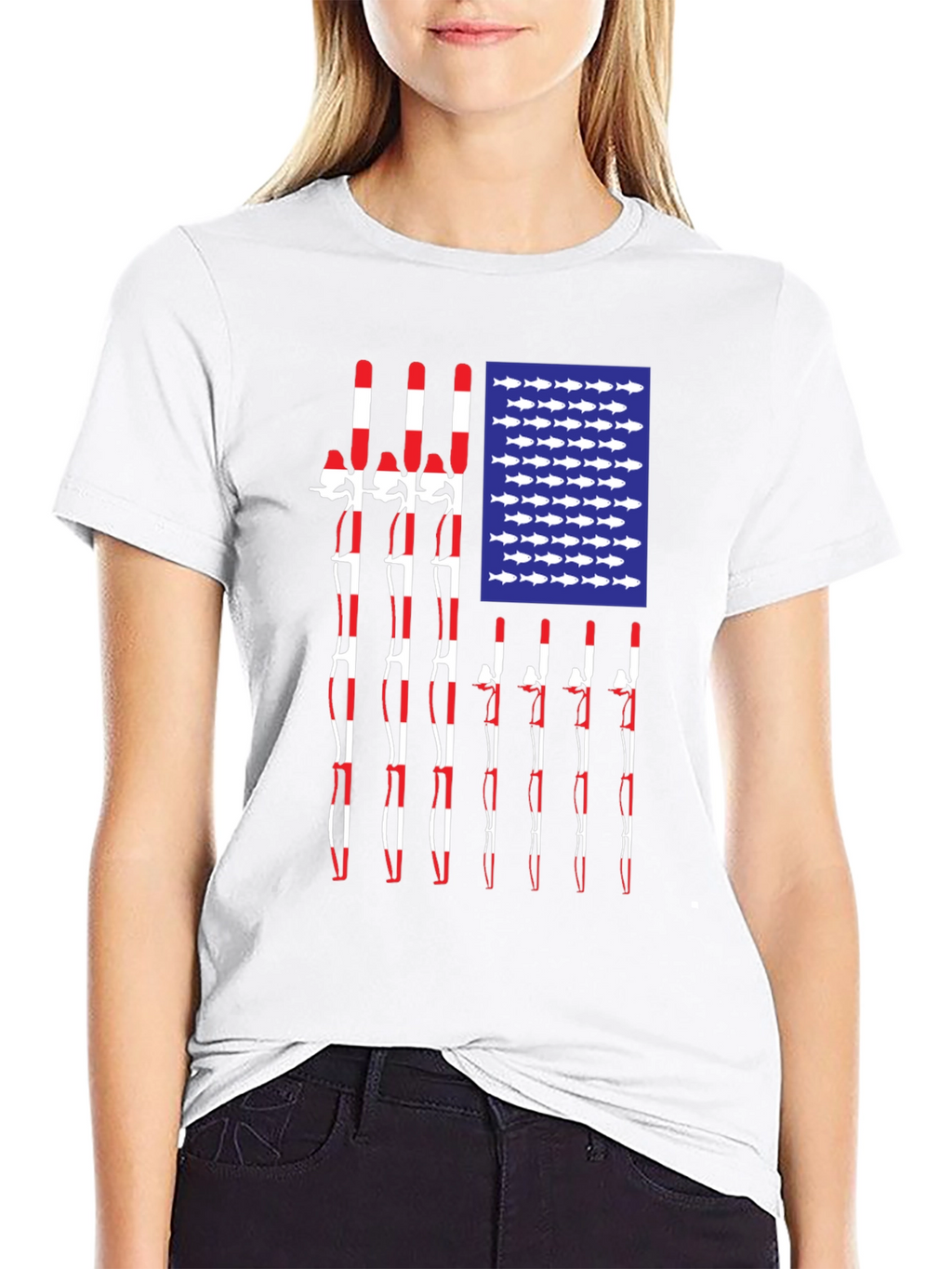 American Flag Fishing Rod T-Shirt