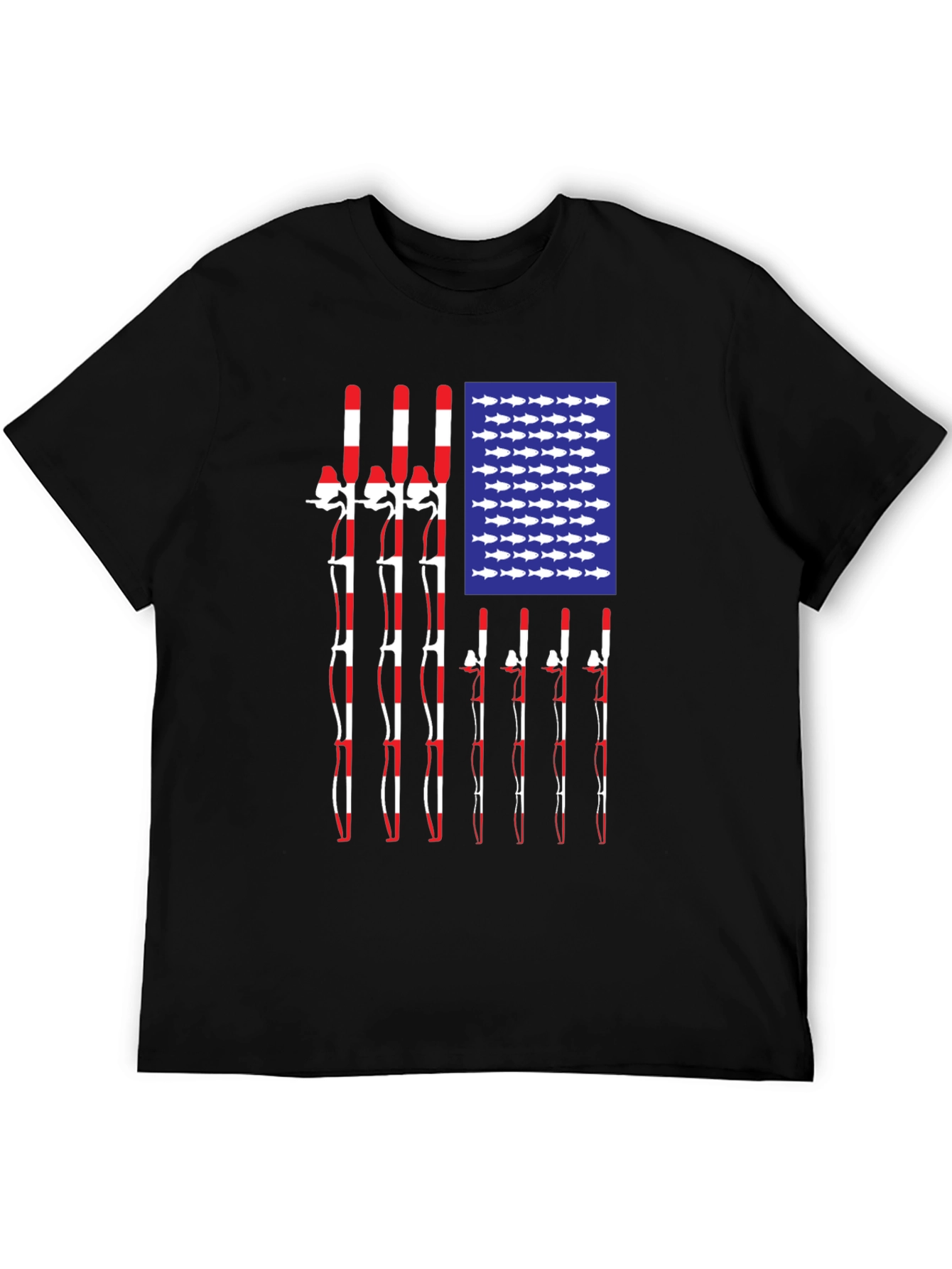 American Flag Fishing Rod T-Shirt